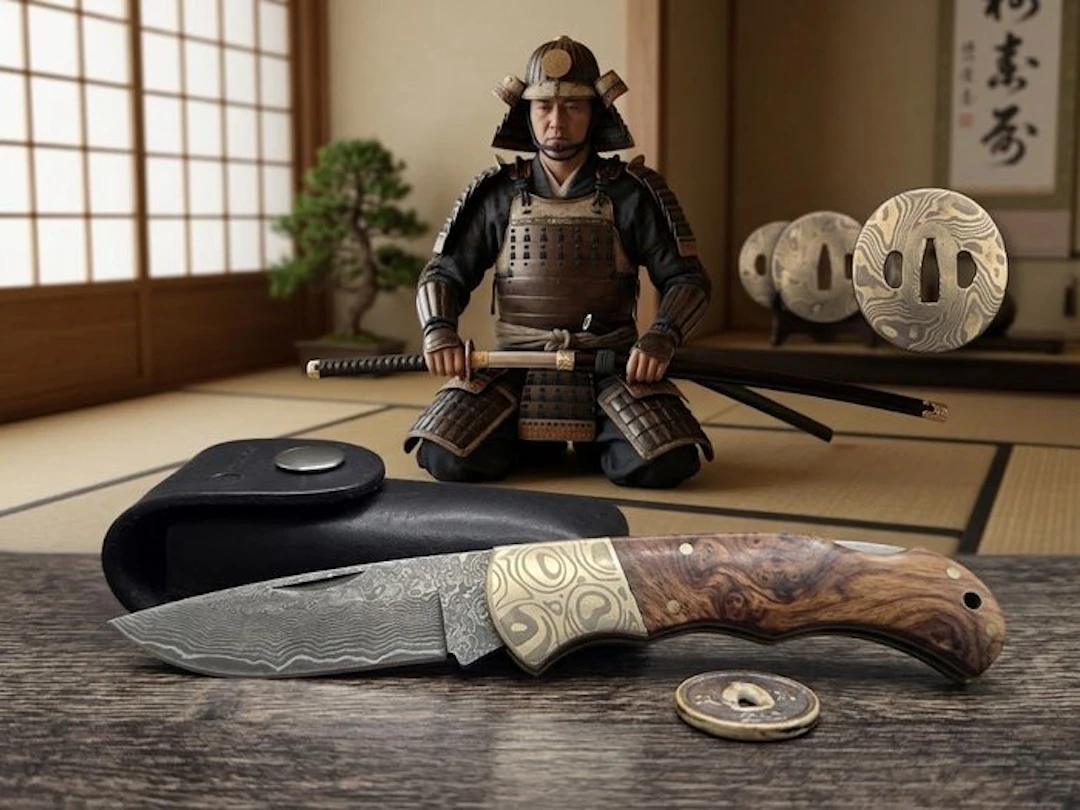 Izumi Ichiago - Table knife - Imbuia Damascus pocket...