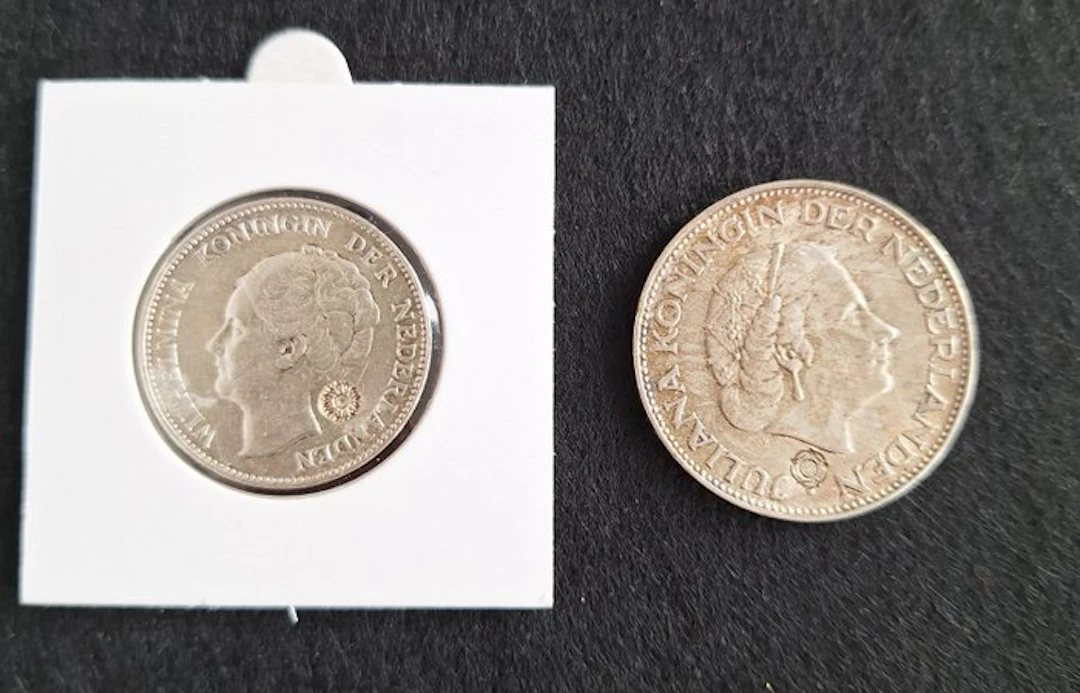 Netherlands. Wilhelmina. Gulden 1929 & 1966 met klop (No reserve price)