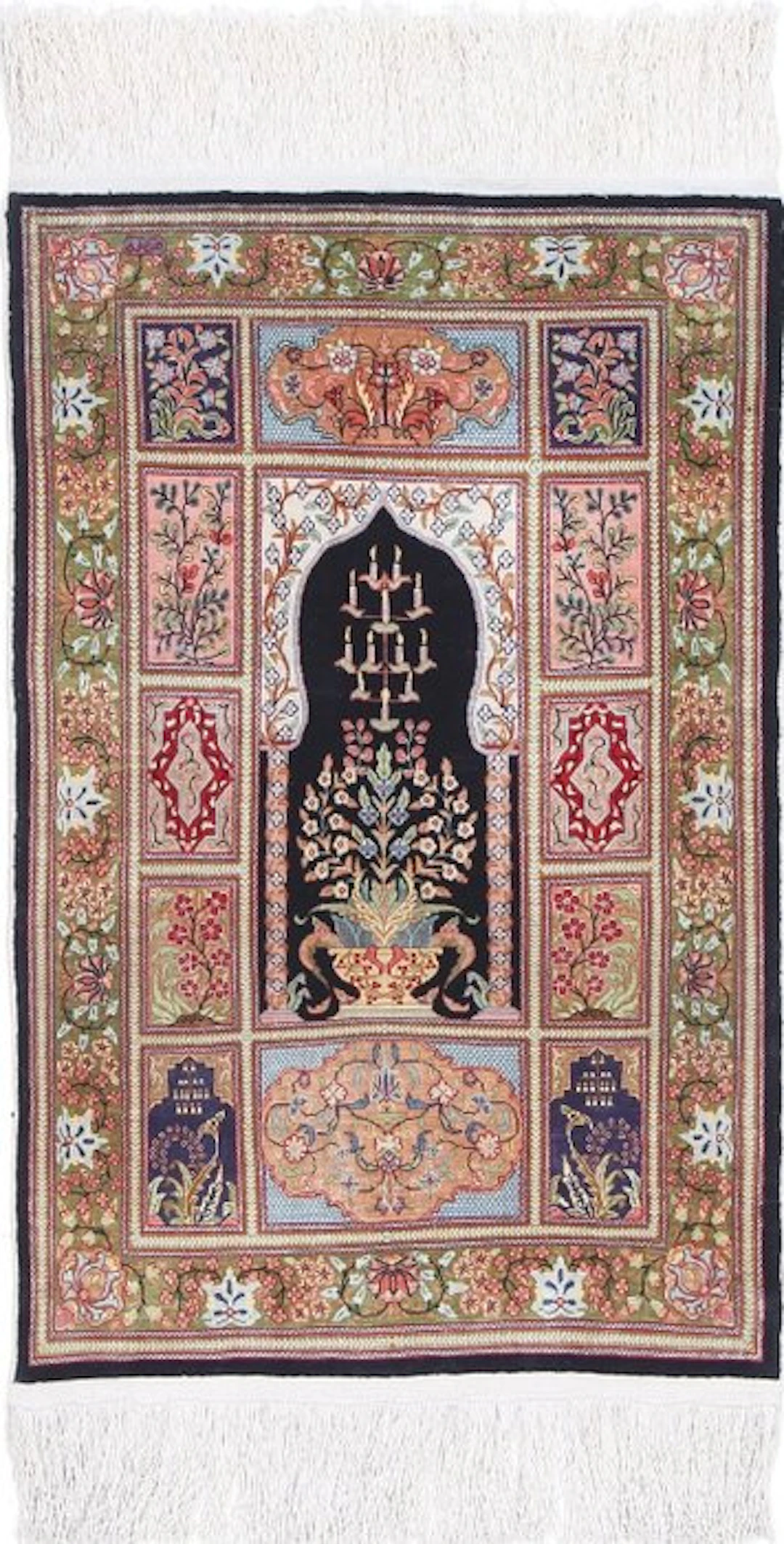 Silk Hereke Carpet with Mehrab Design Amazing 12/12...