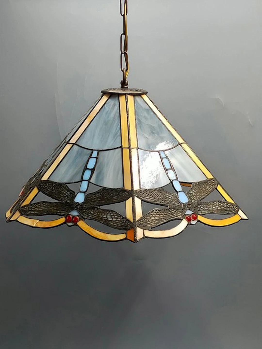 Elegante Tiffany-Stil Hängelampe – Drachenfliege Buntglas...