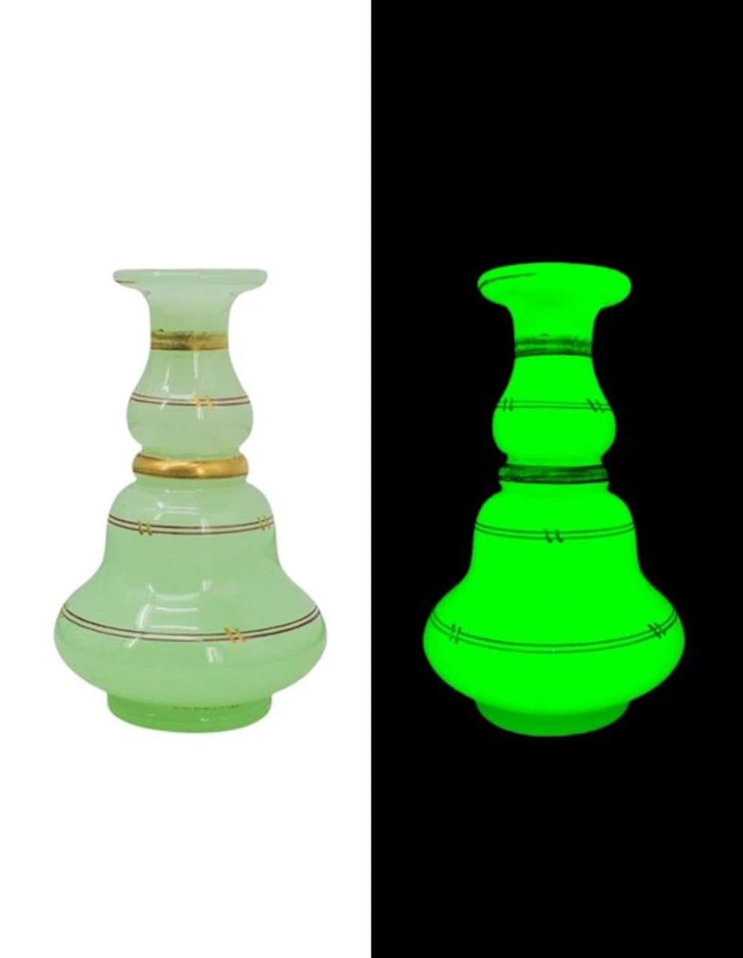 Flacon Napoléon lll en opaline uranifère - Perfume flask - Uranium glass