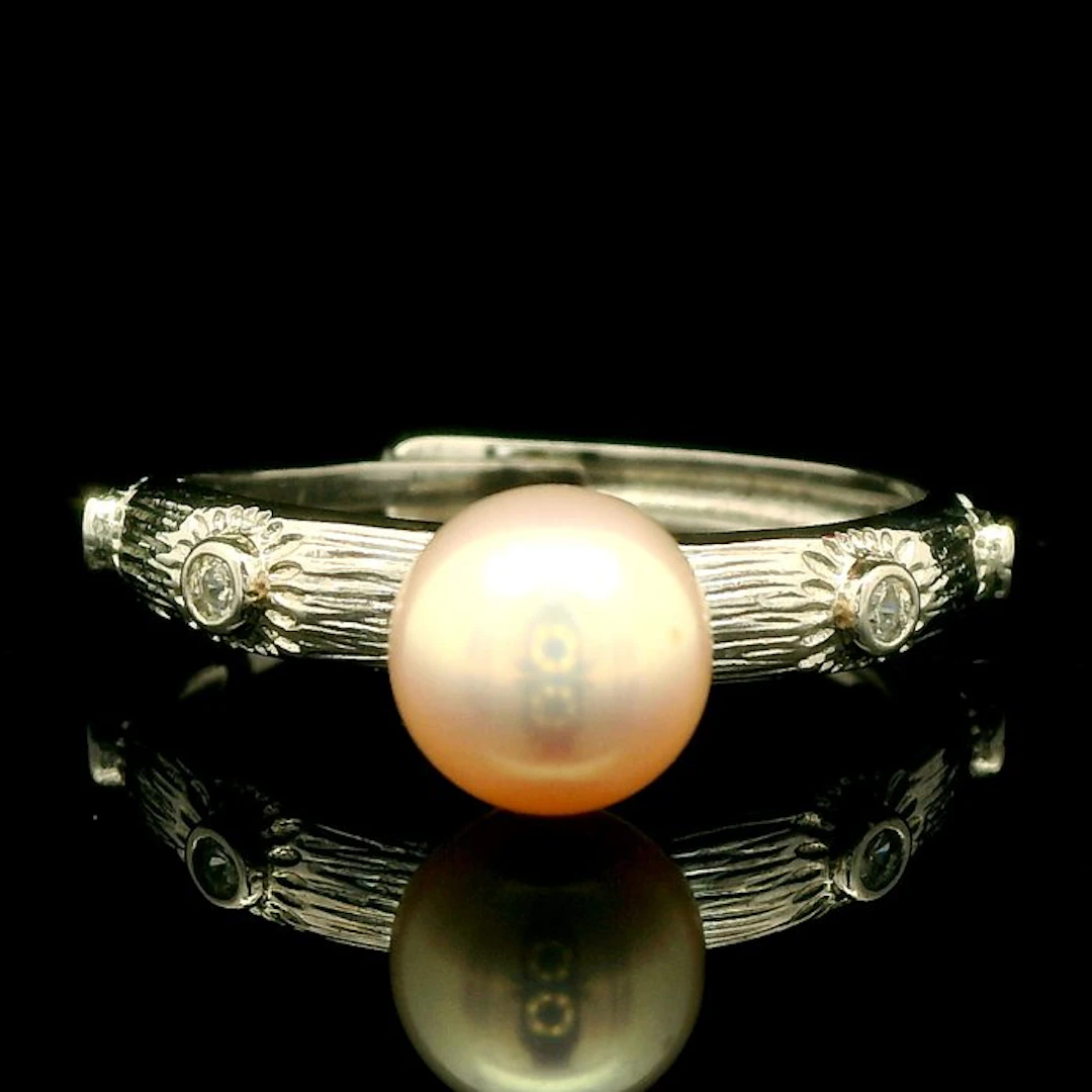 Pearl - Freshwater Pearl Ring – Stainless Steel – 7 mm Pearl – Adjustable Size