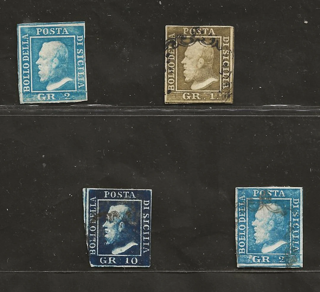 Italian Ancient States - Sicily 1859 - Sicily 4 specimens...