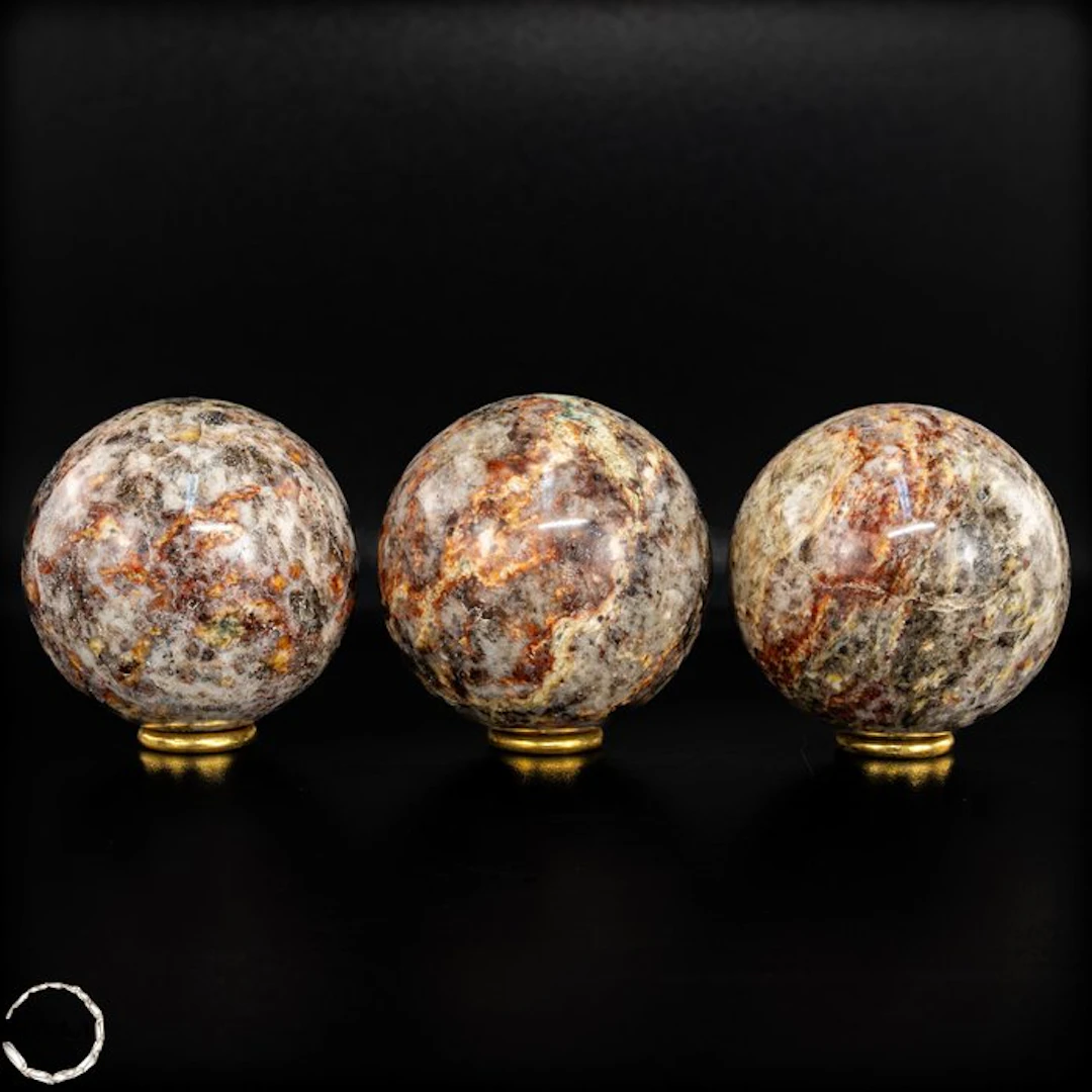 Exclusive Red Cordierite Sphere Set – Three Natural...