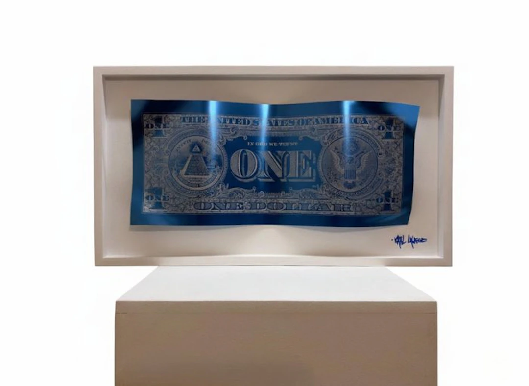 Karl Lagasse - Sculpture Alluminium et Bois *One dollar minimalist Blue*