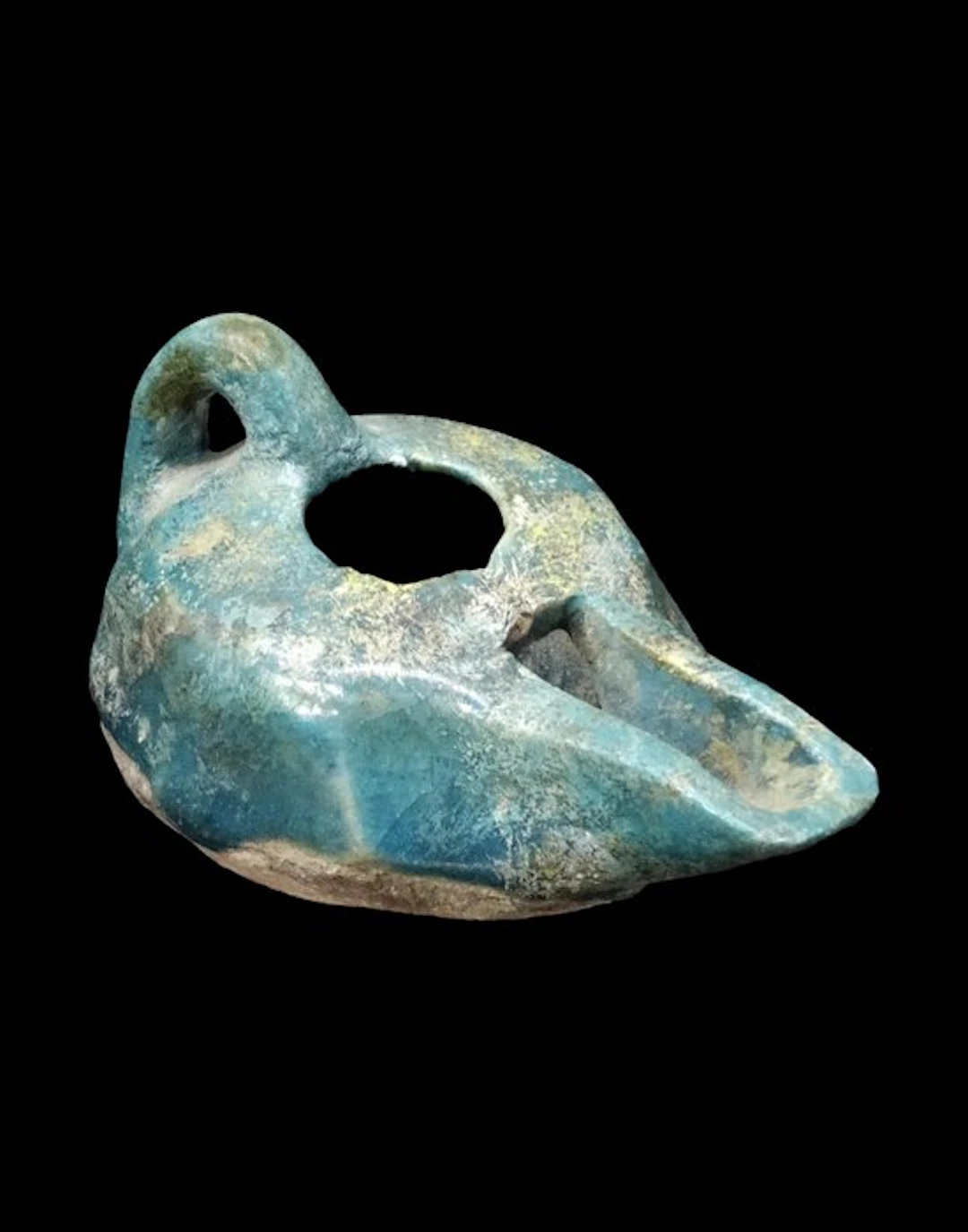 Islamic - Seljuk oil lamp with turquoise glaze - 10th...