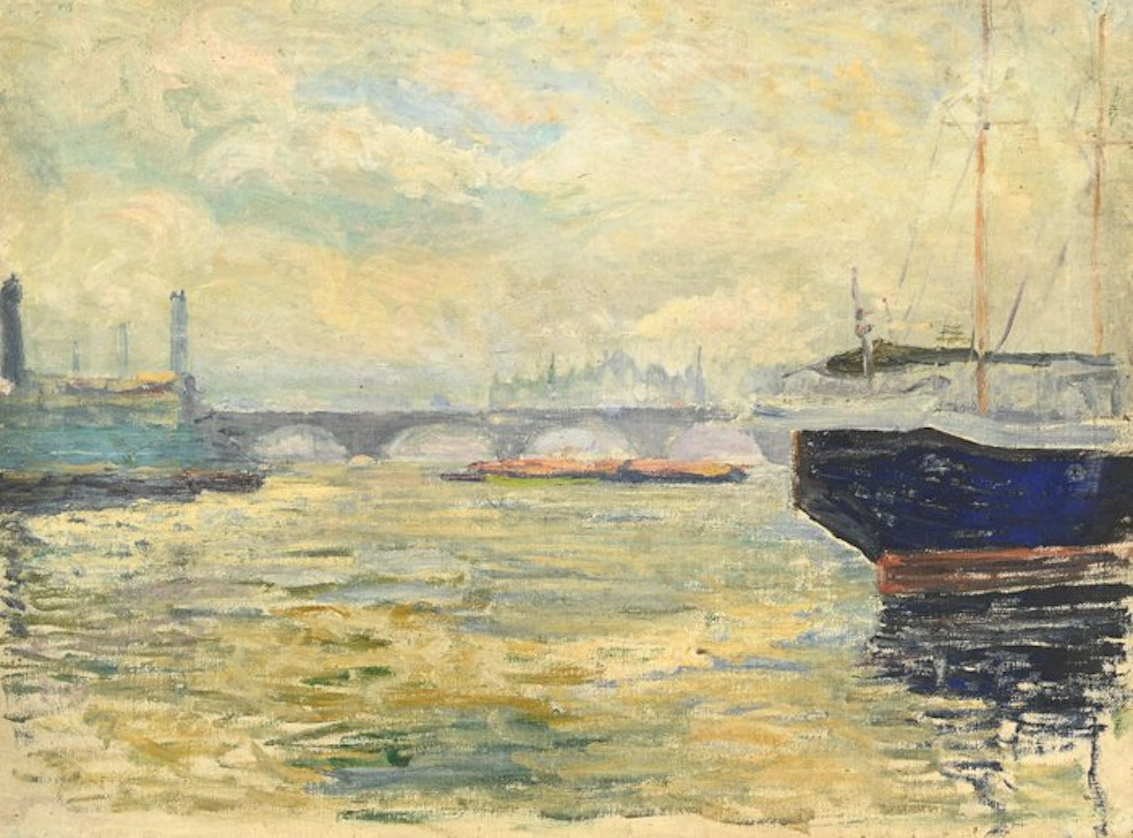 Ecole Anglaise (XIX-XX) - La Thamise à Londres - NO RESERVE