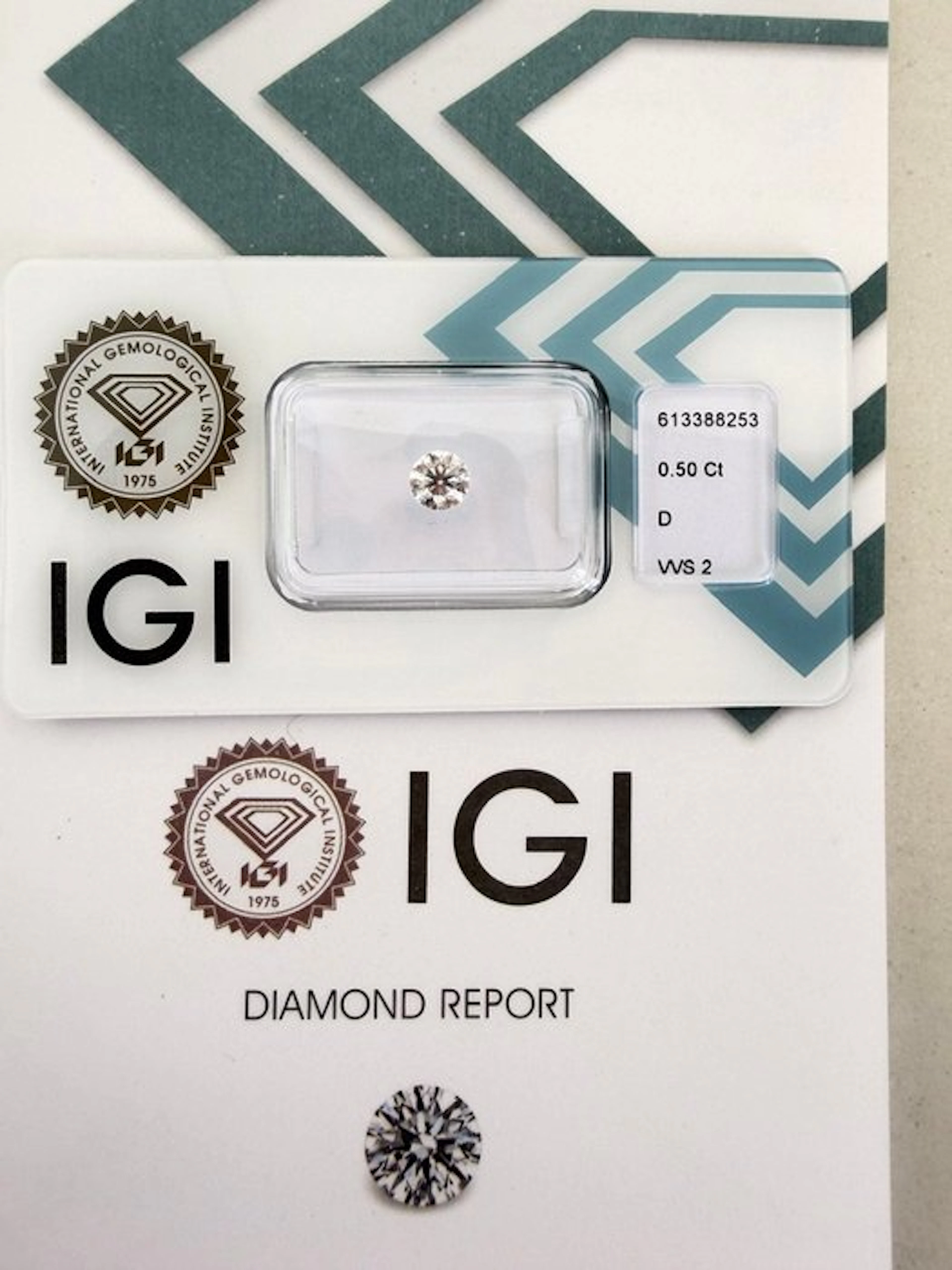 1 pcs Diamond (Natural) - 0.50 ct - Round - D...