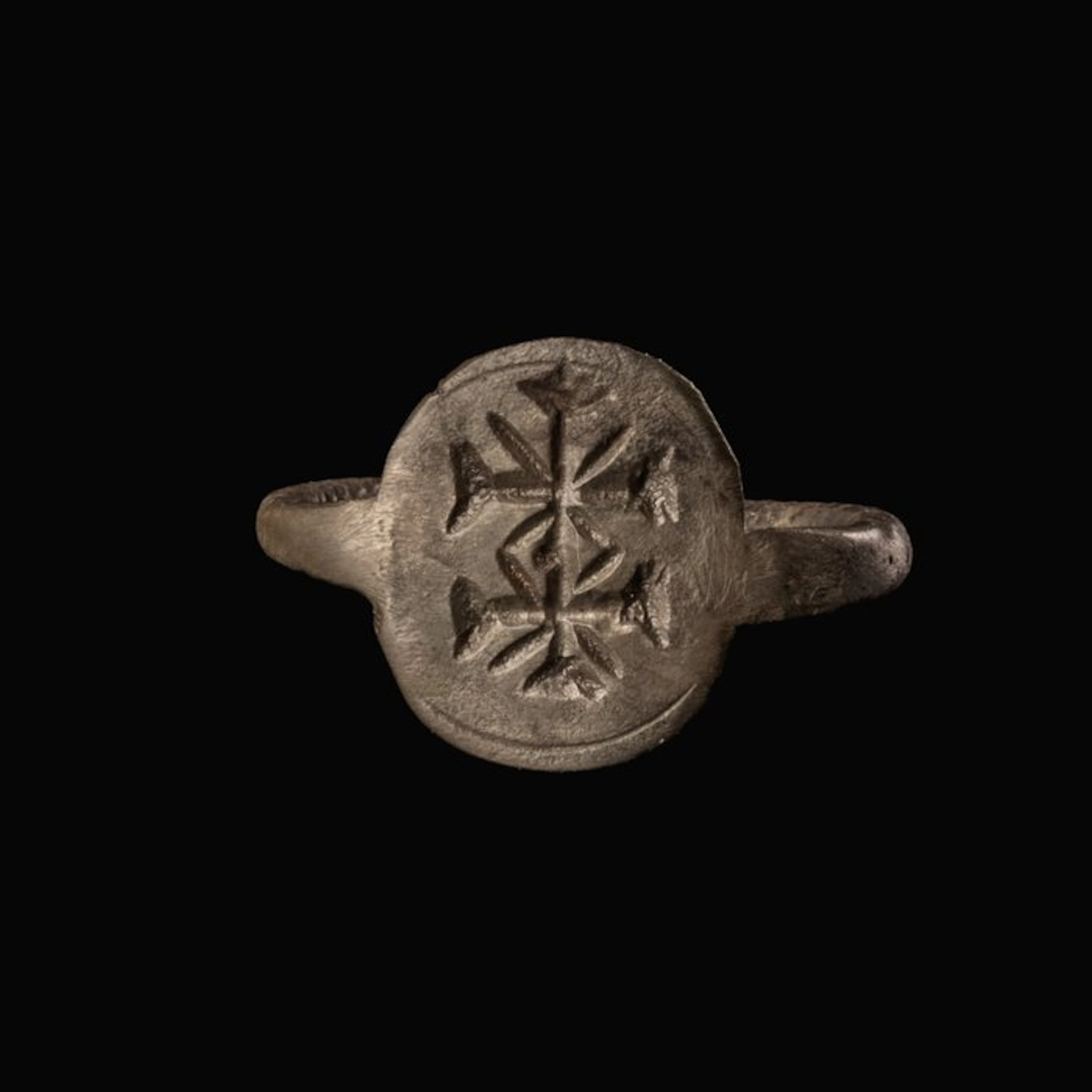 Medieval, Crusaders Era Silver Knights Templar Seal Ring with Patriarchal Cross