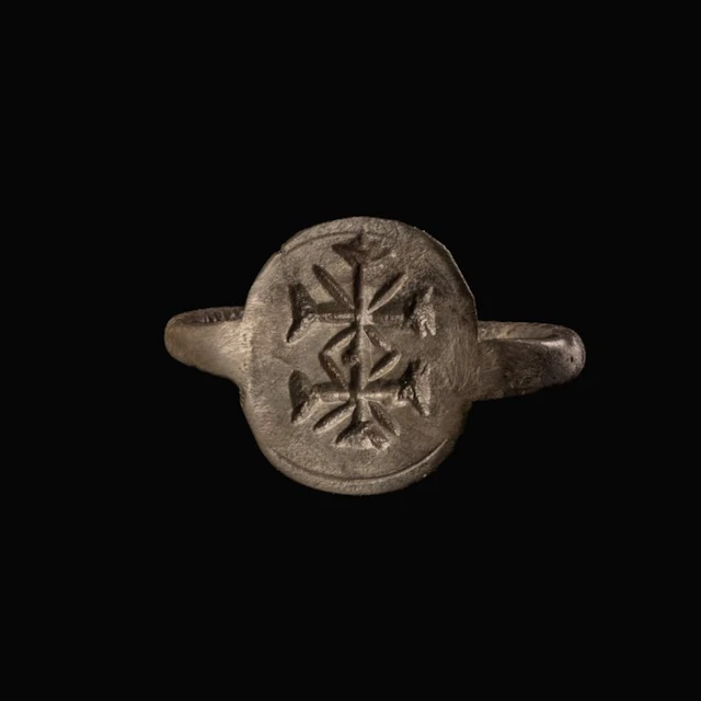 Medieval, Crusaders Era Silver Knights Templar Seal Ring with Patriarchal Cross