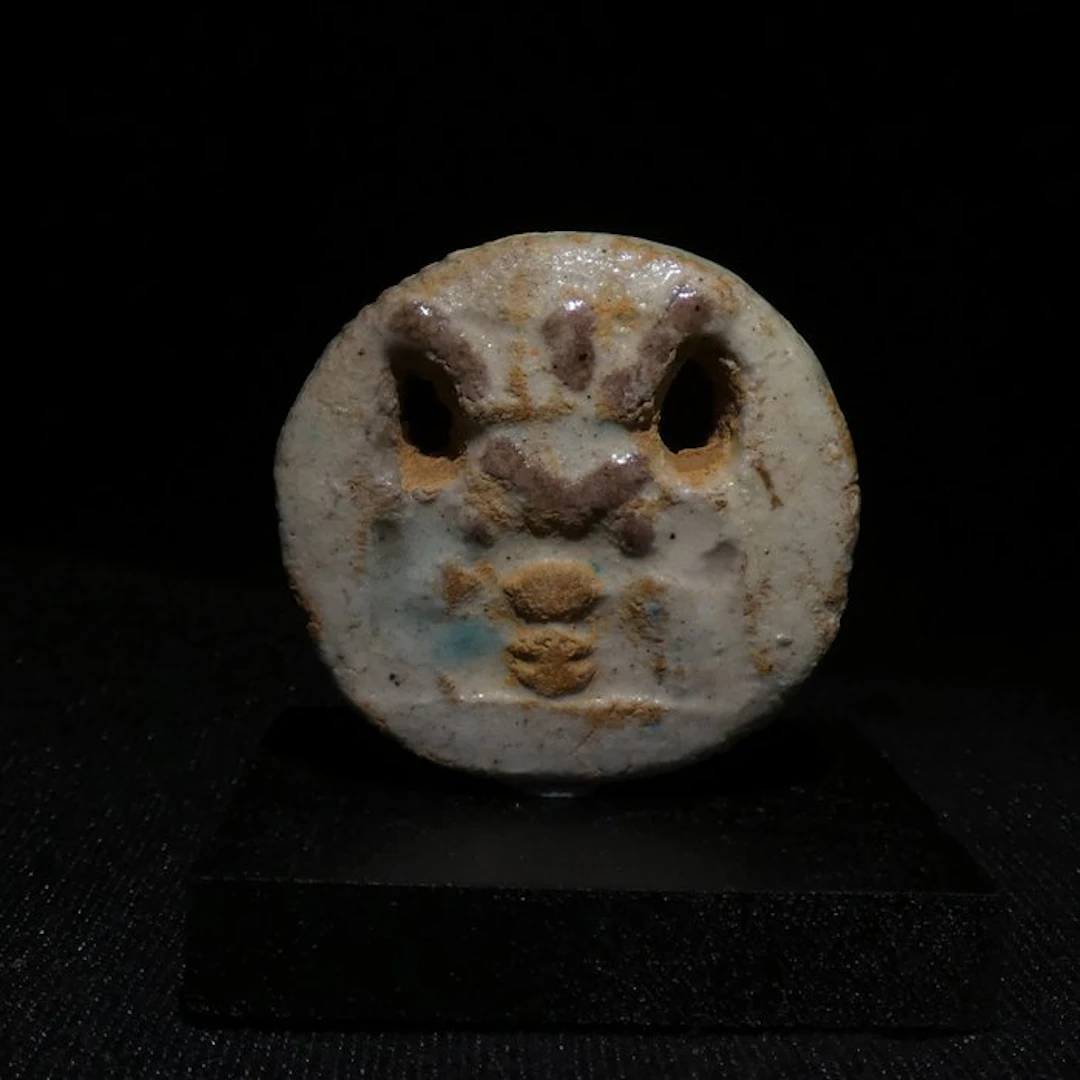 Ancient Egyptian Faience Bes amulet. 3,4 cm L. 664 - 332 BC