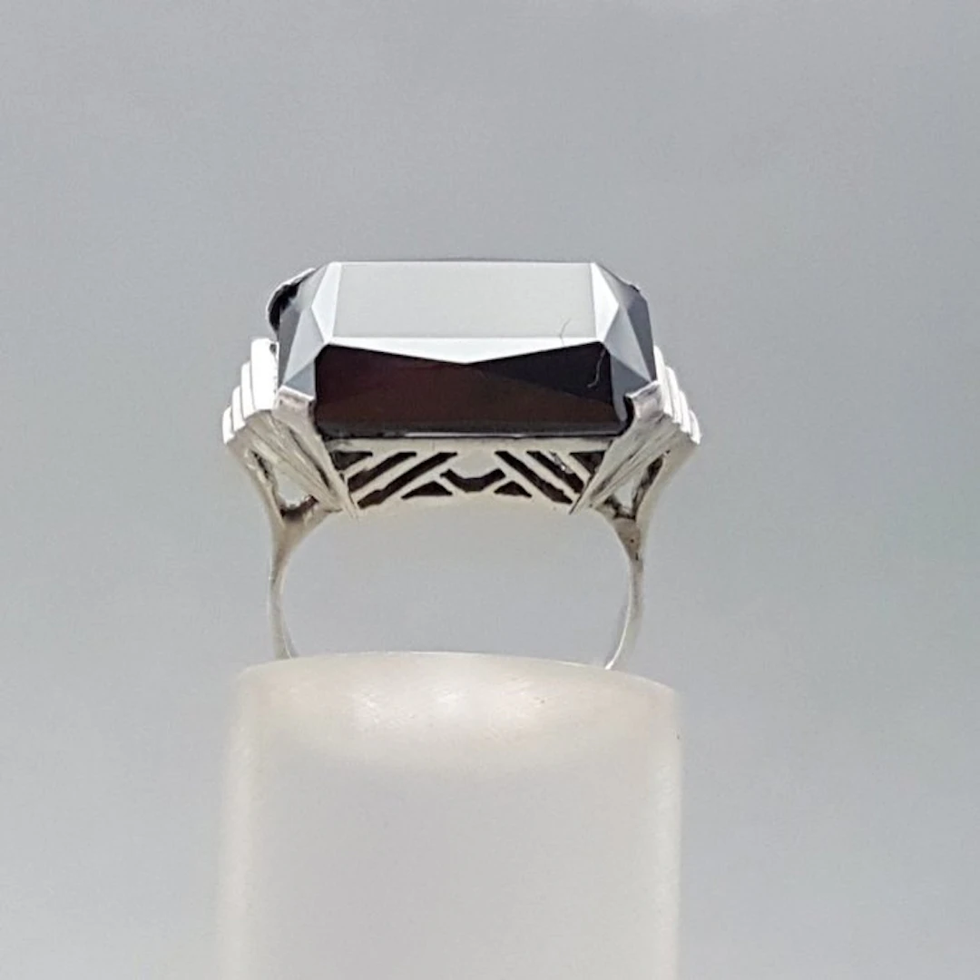 Silver, Art Deco, hematite - Ring - Rare!