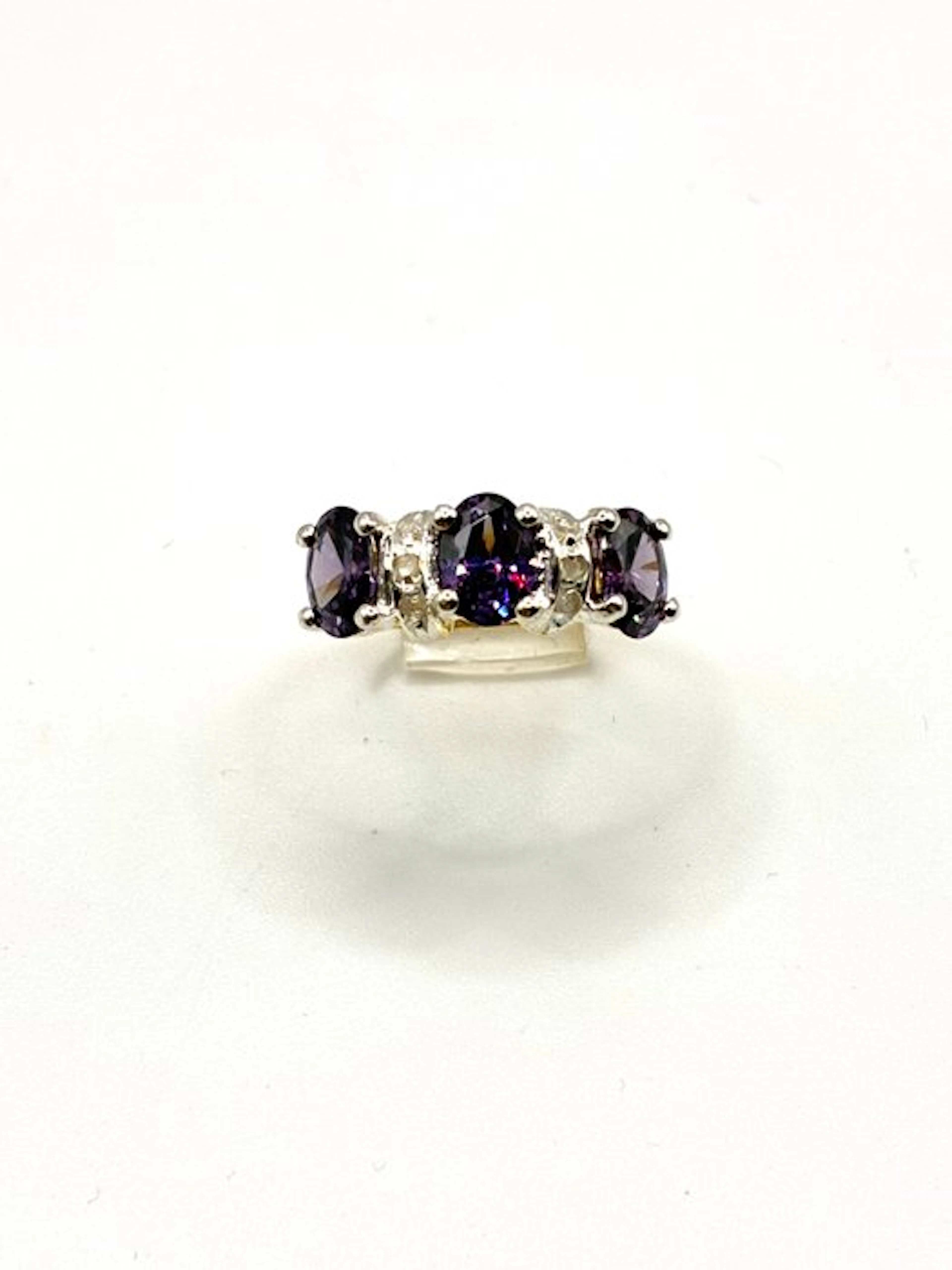 No reserve price - Eternity ring - 9 kt. Yellow gold, Silver Amethyst - Diamond