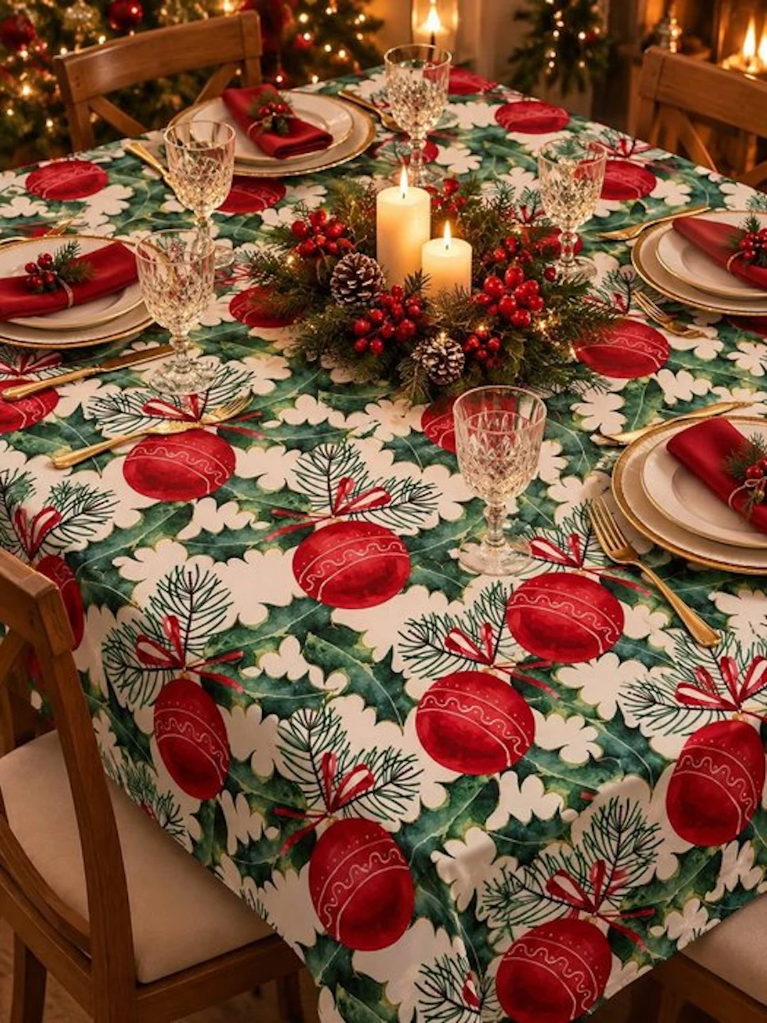 Tovaglia natalizia raffigurante decori natalizi - Tablecloth - 2.3 m - 1.42 m