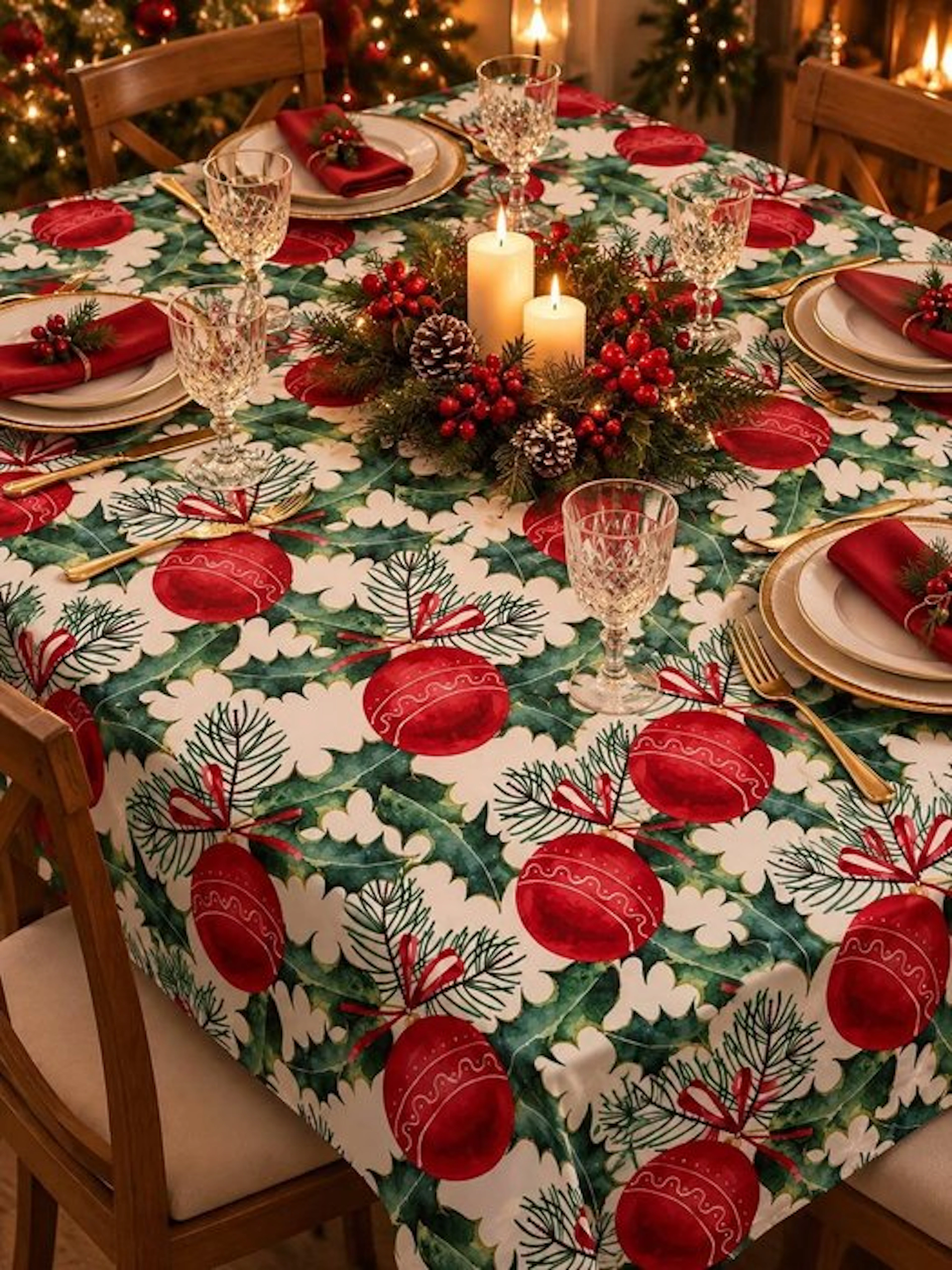Tovaglia natalizia raffigurante decori natalizi - Tablecloth - 2.3 m - 1.42 m