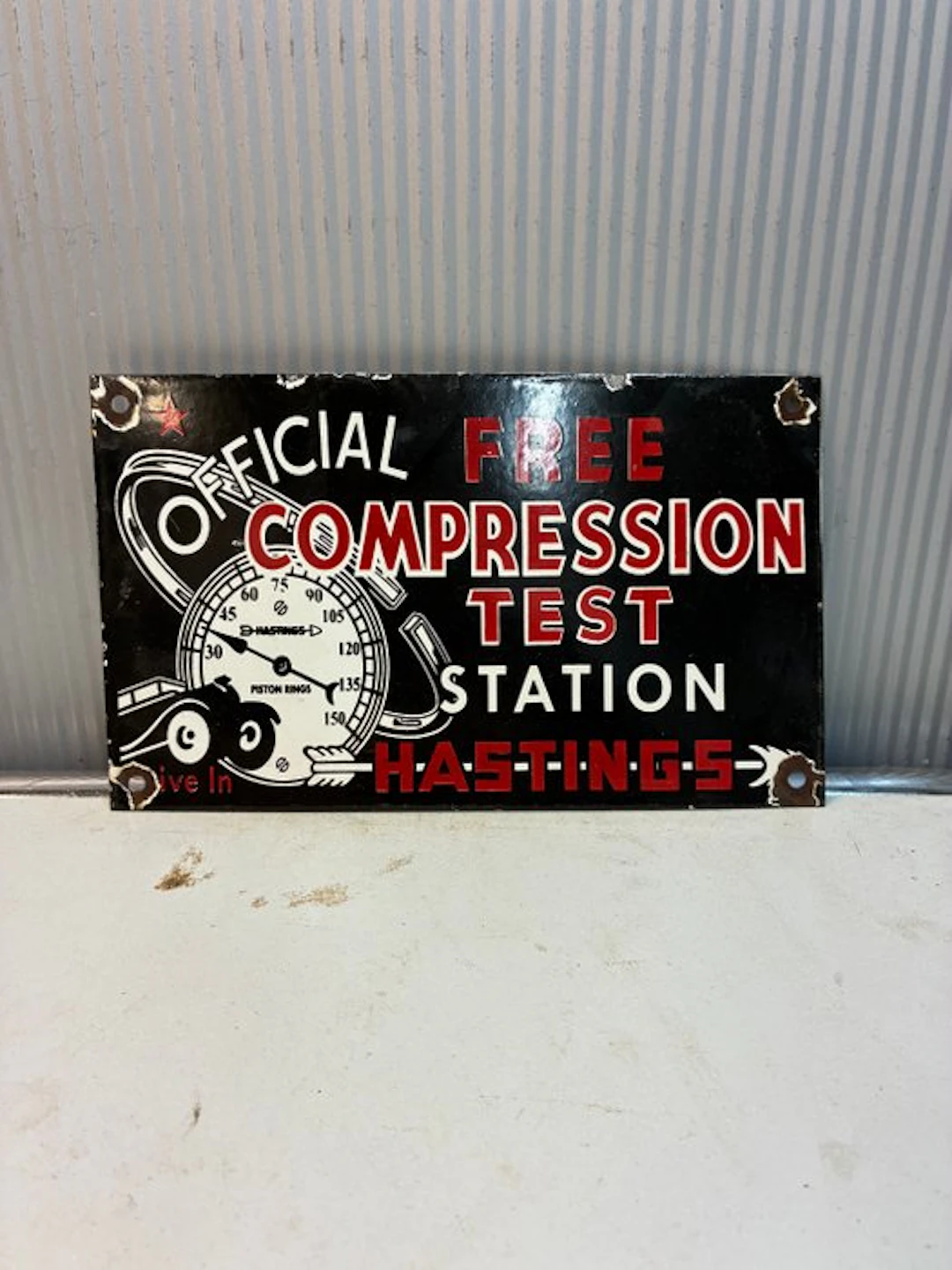 Hastings Compression Test Station – Enamel Advertising...