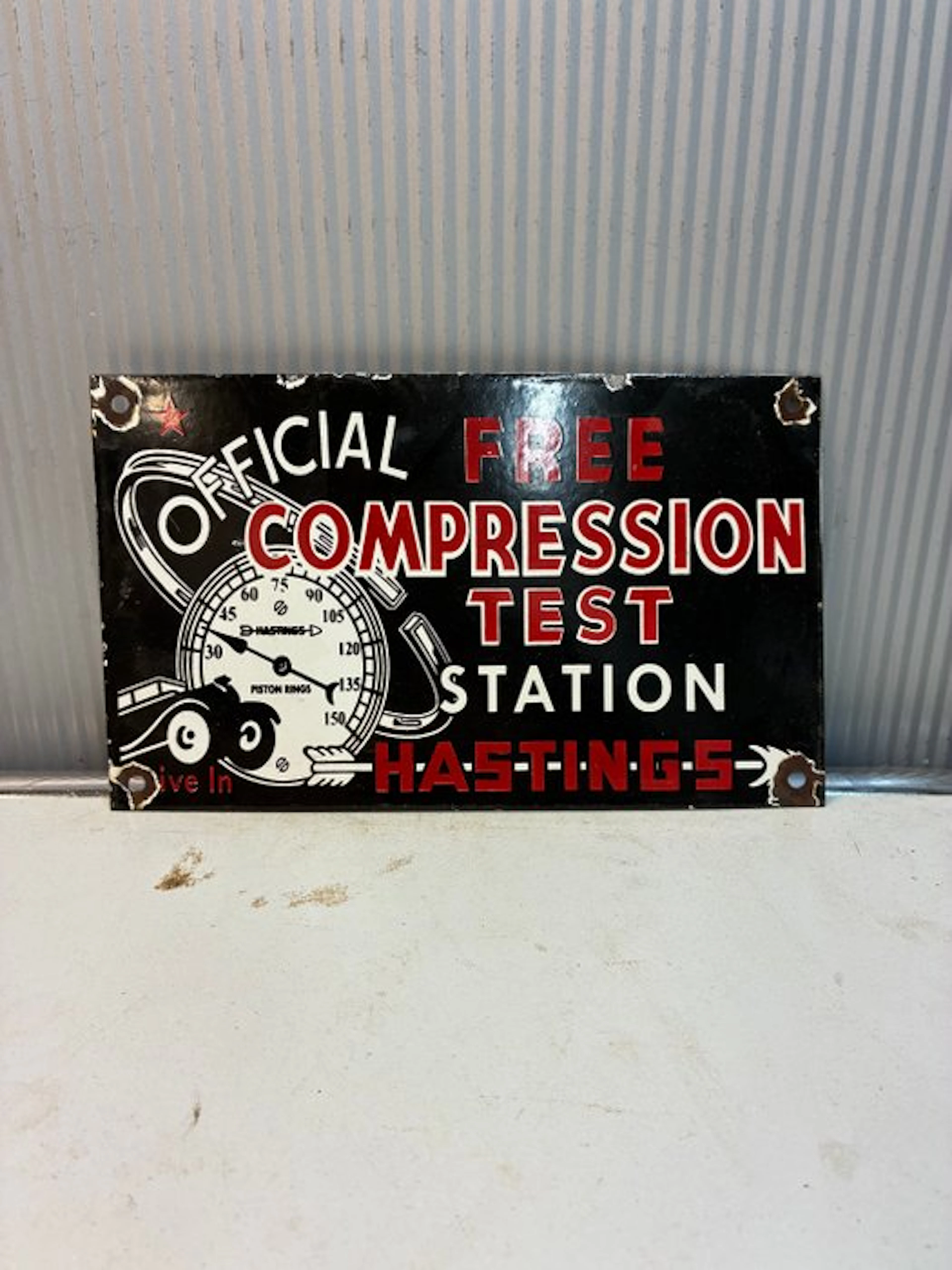 Hastings Compression Test Station – Enamel Advertising...