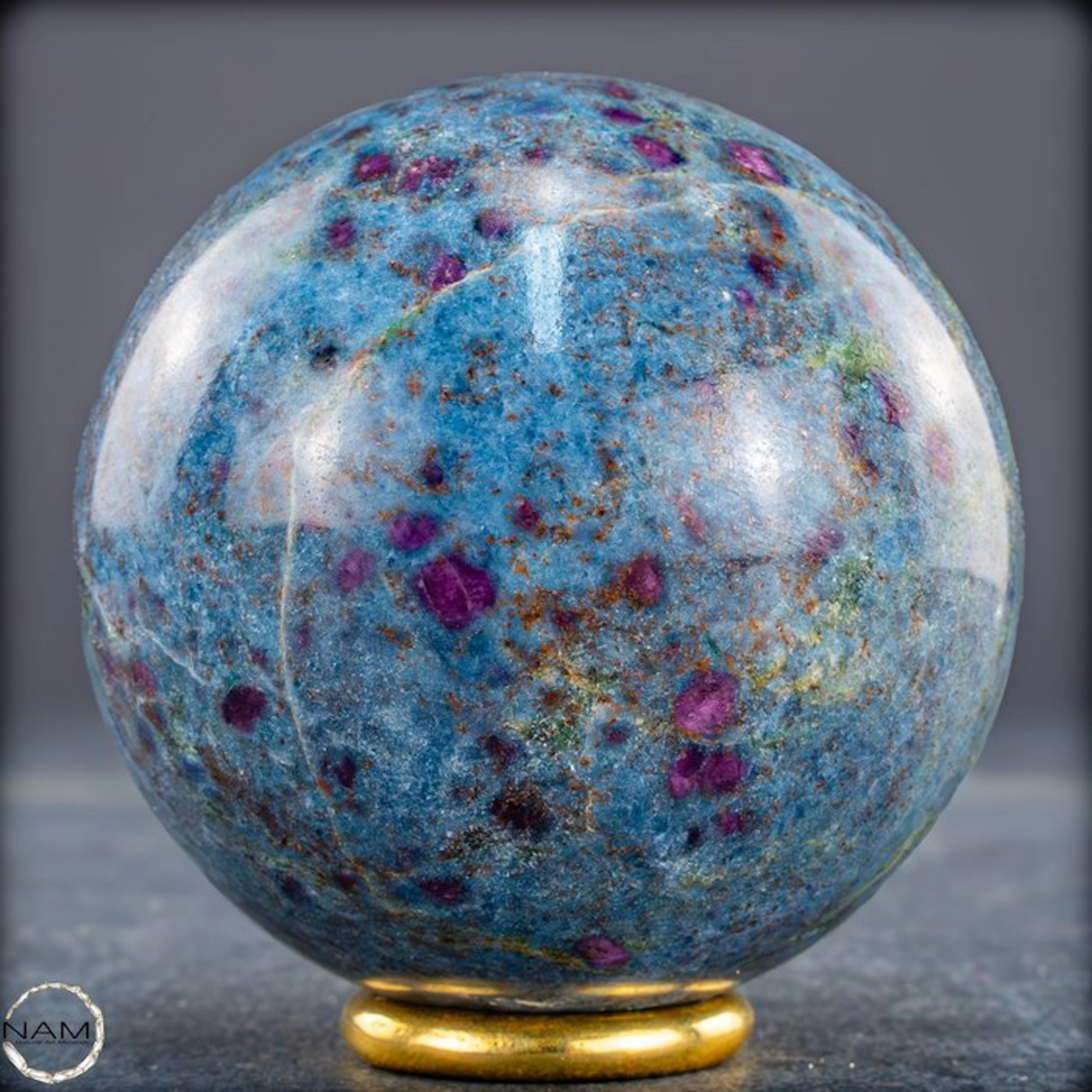 Natural ruby in fuchsite sphere – a rare color...