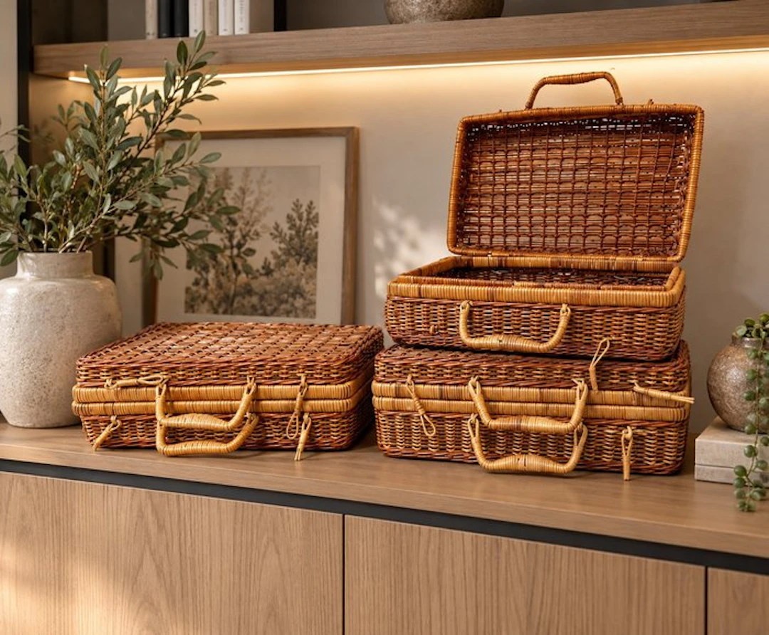 Basket (3) - rattan - Wicker baskets with lids