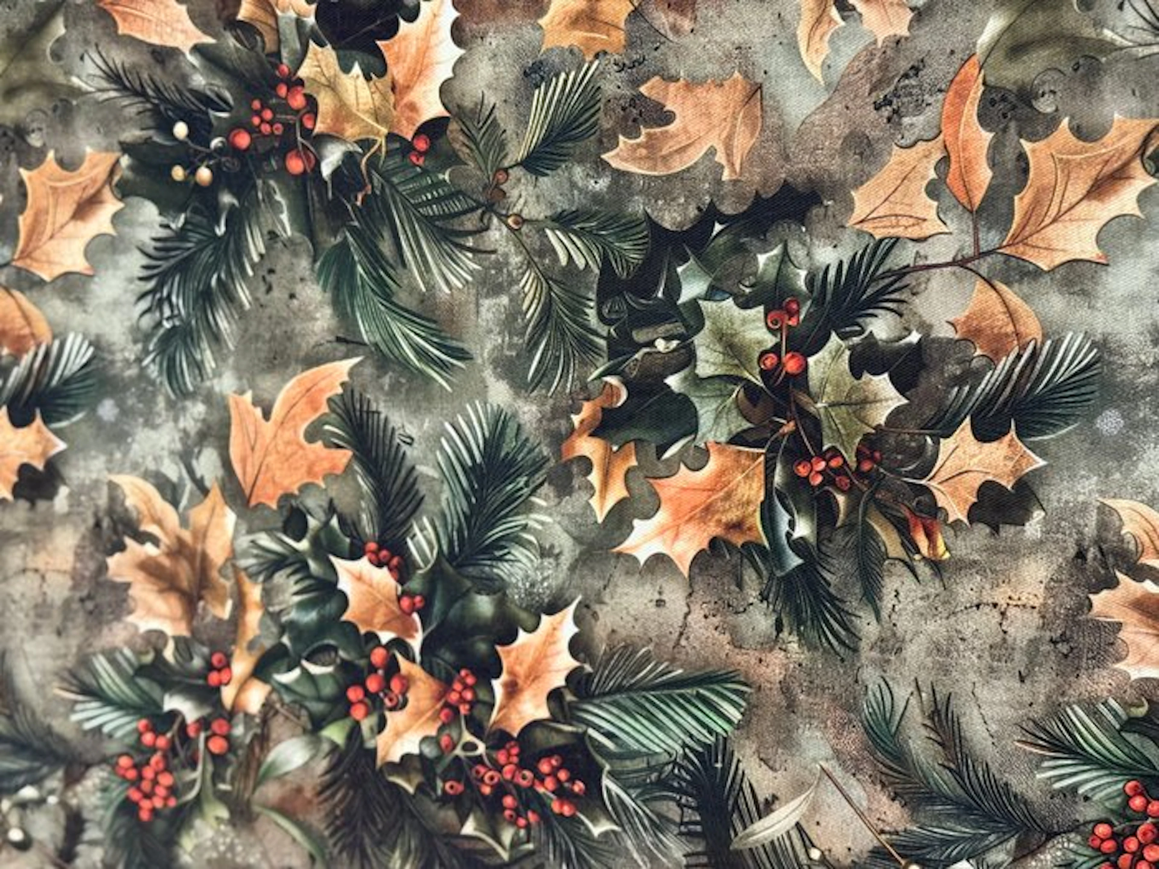 3D Christmas Holly - Textile - 3.28 cm - 1.52 cm