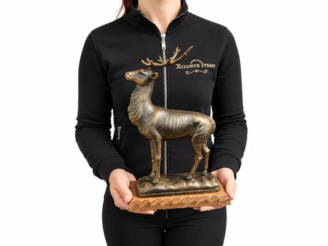 Statue, Large Deer Iron - 32 cm - Wood, Iron - 2026