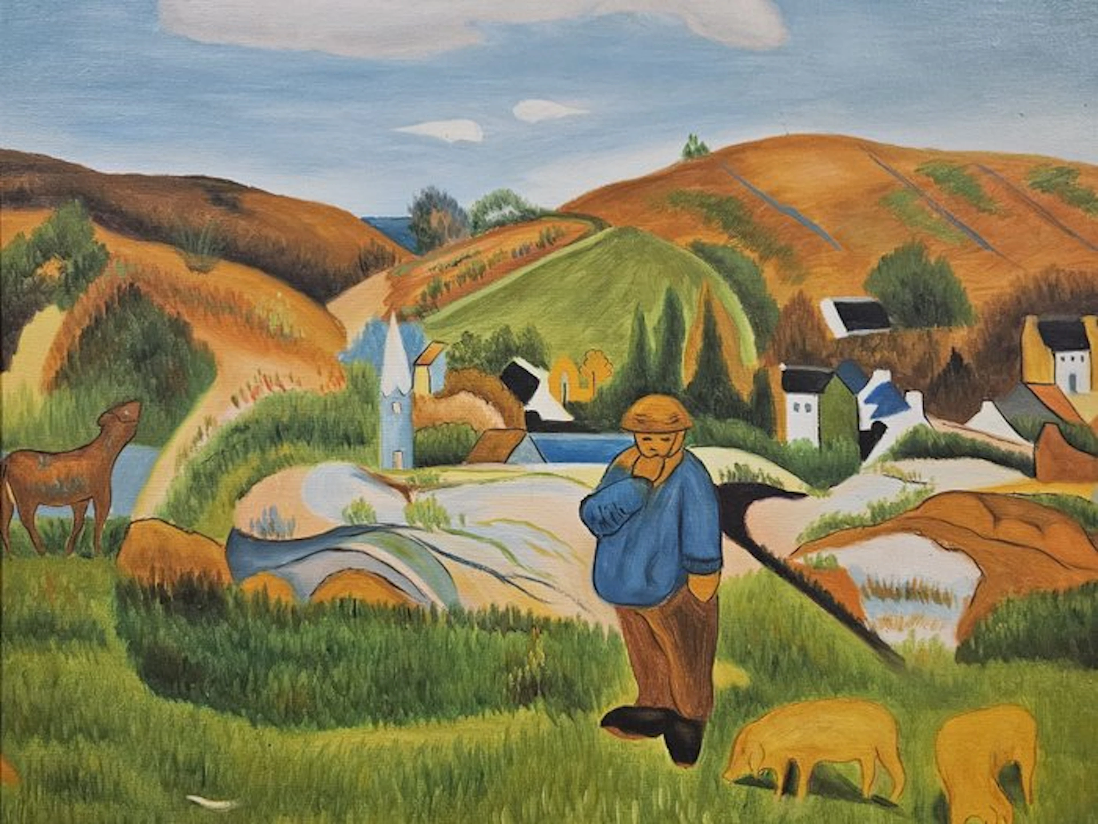 Escuela Fauvista Europea (XX) - Paisaje en Verde