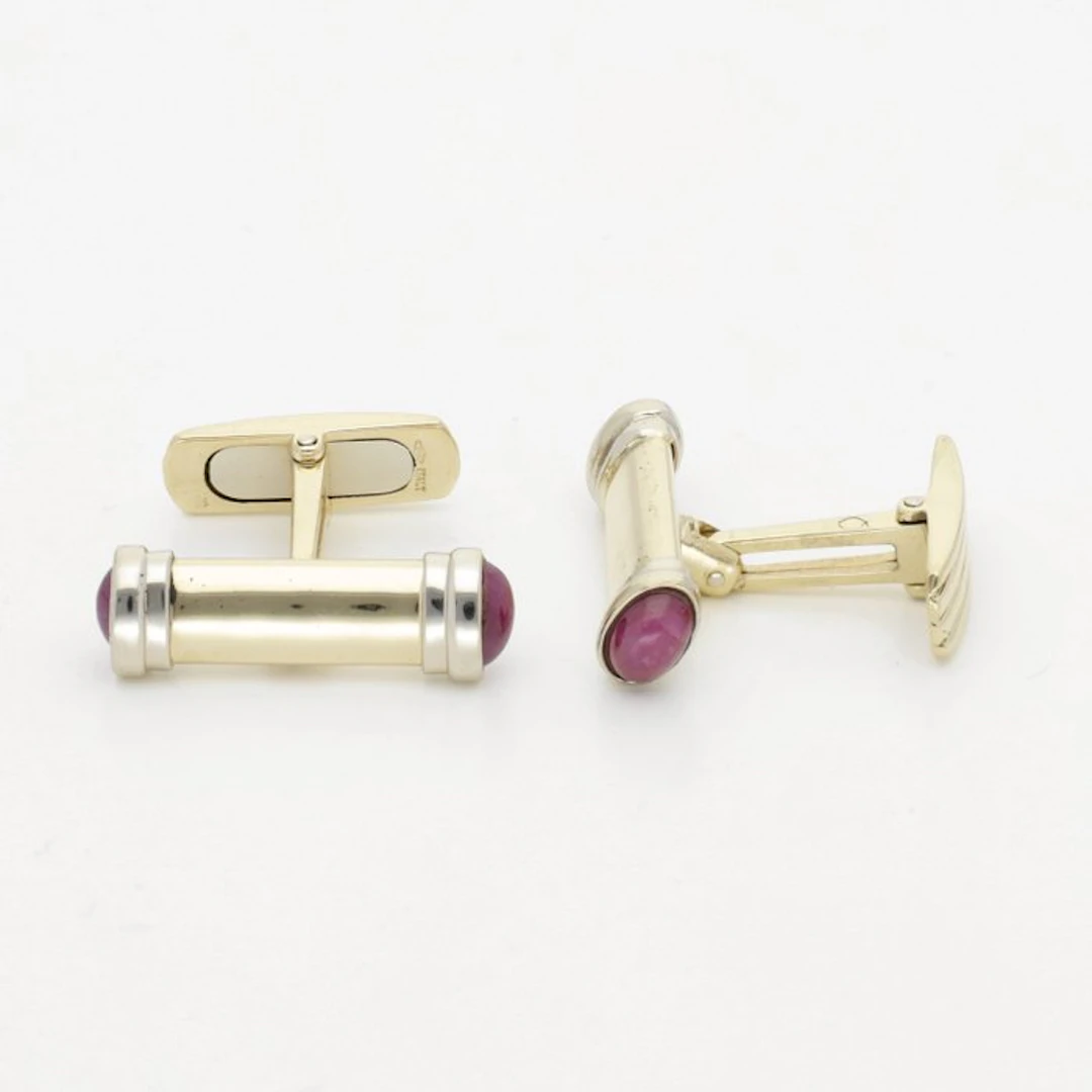 Cufflinks - 18 kt. Yellow gold - Ruby