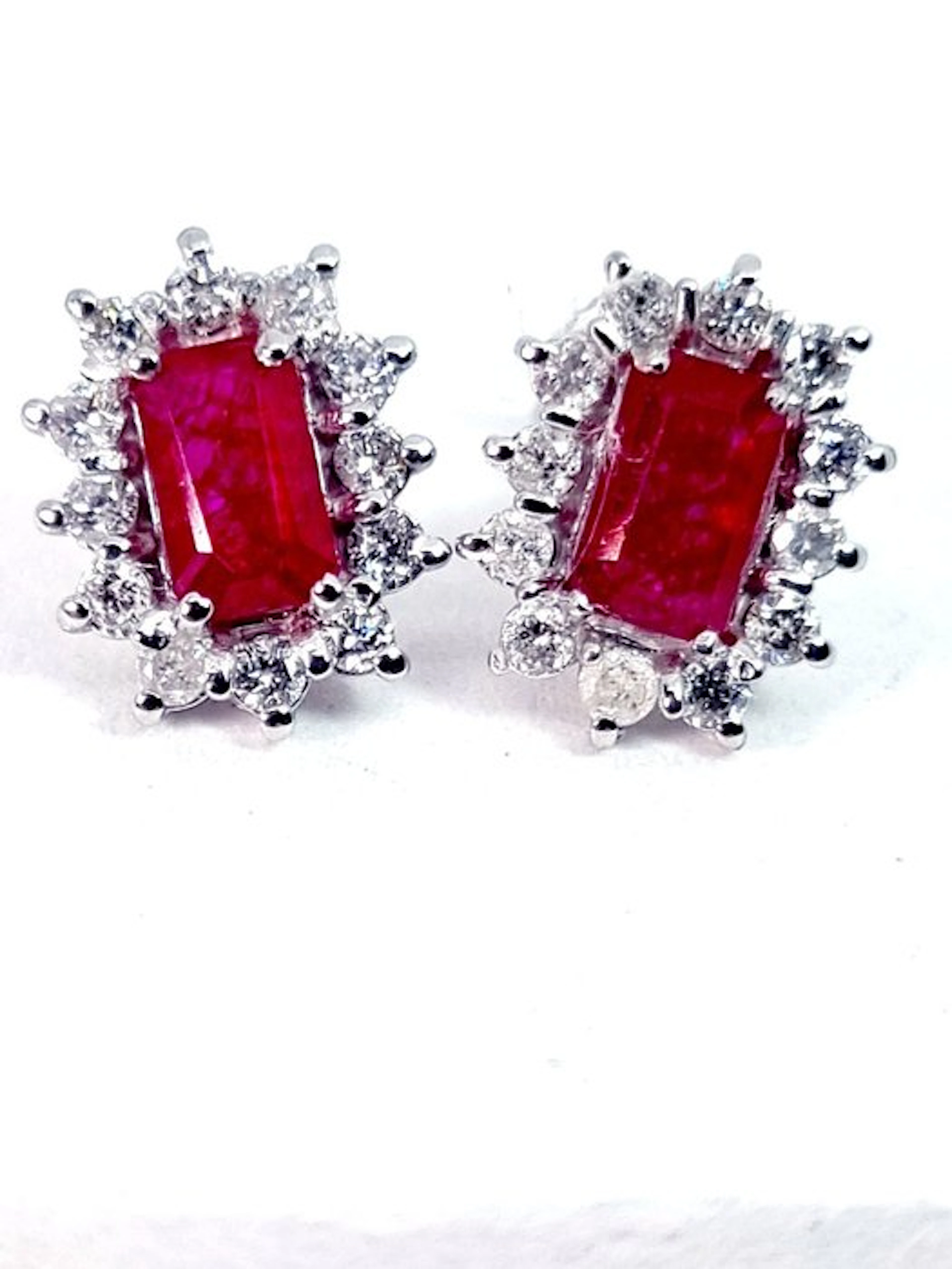 Earrings - 18 kt. White gold Ruby - Diamond