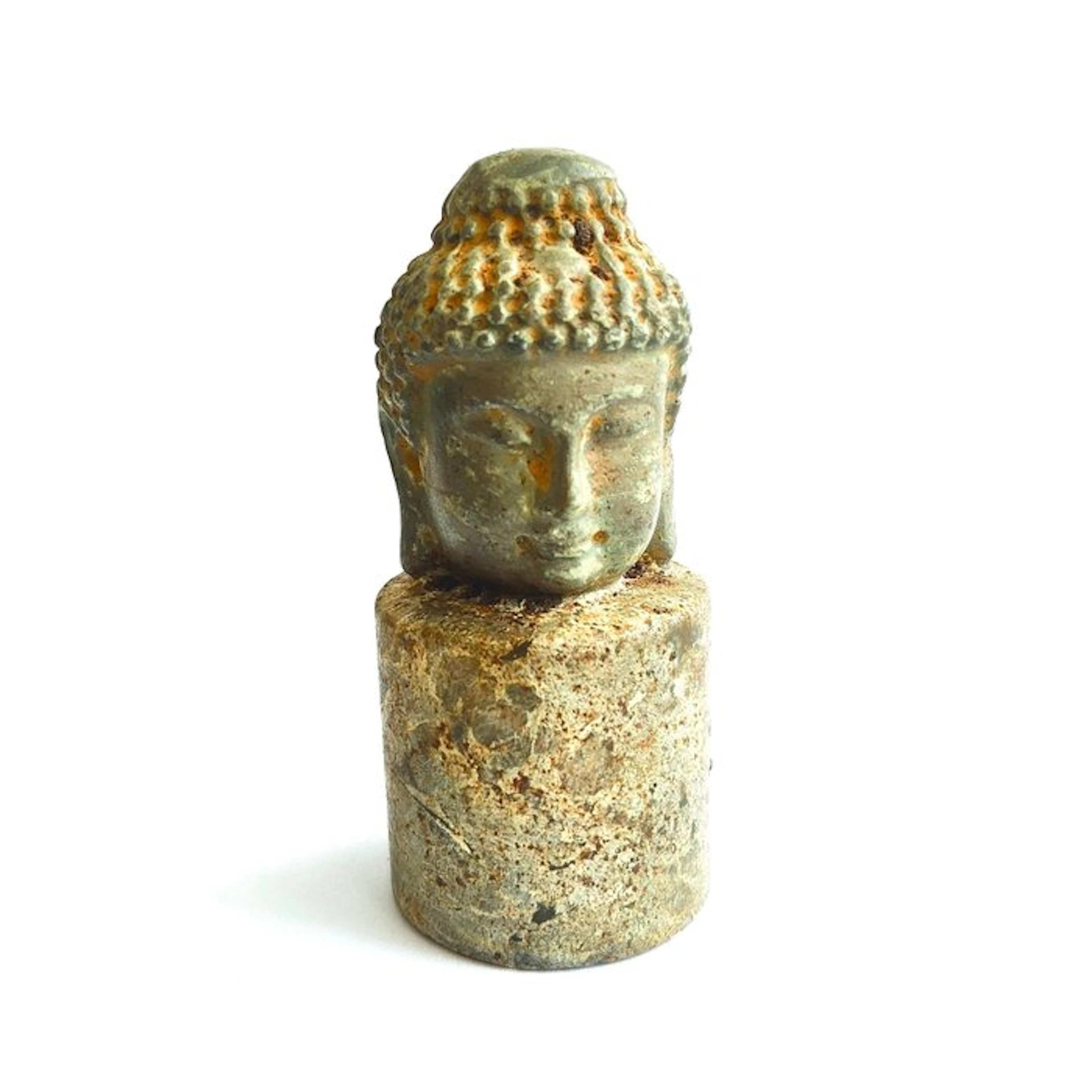 Ancient Tibetan Jadeite Buddha Head Idol Bead Talisman - 77 mm
