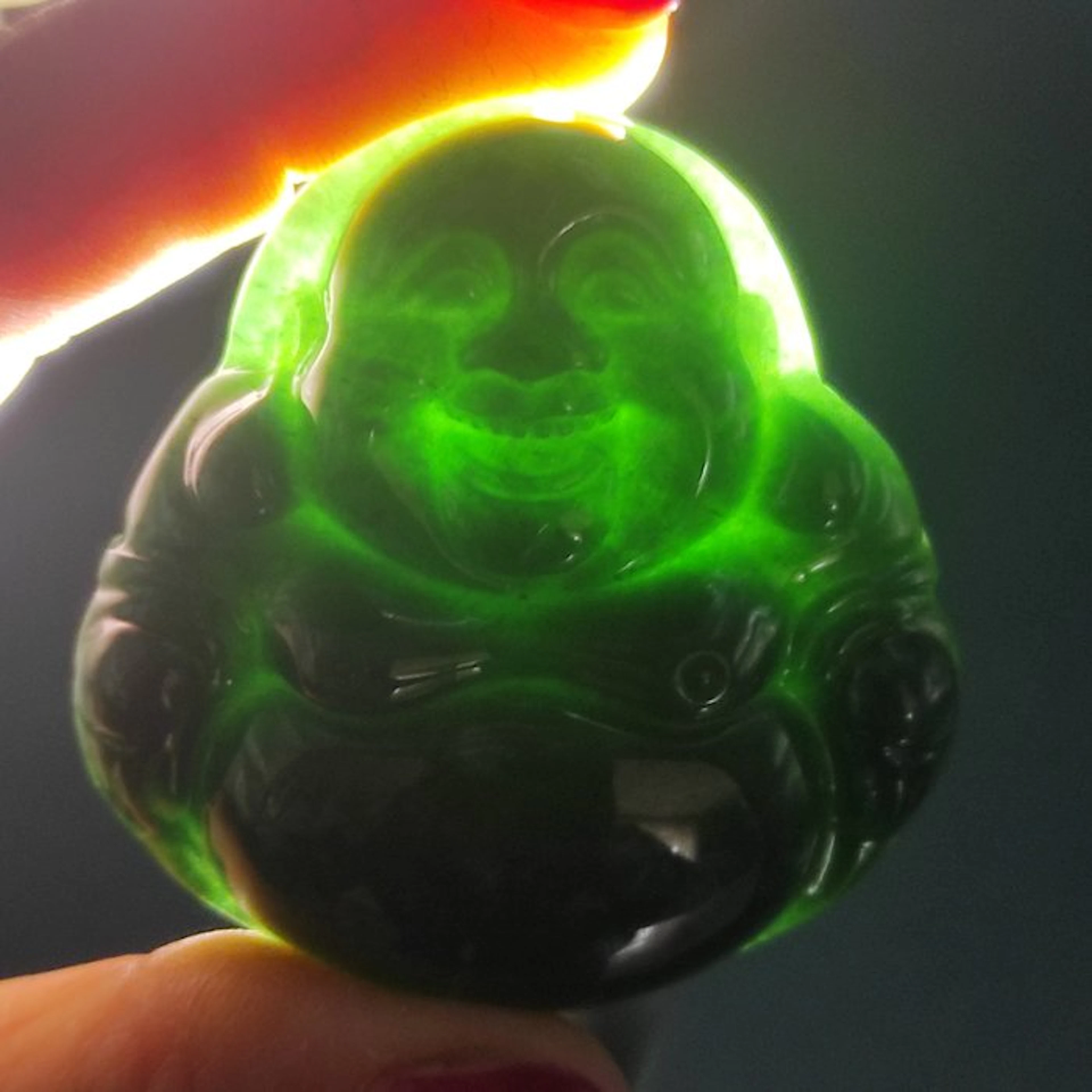 Carving jade Buddha Pendant - Height: 1 cm - Width: 5 cm- 49.6 g - (1)