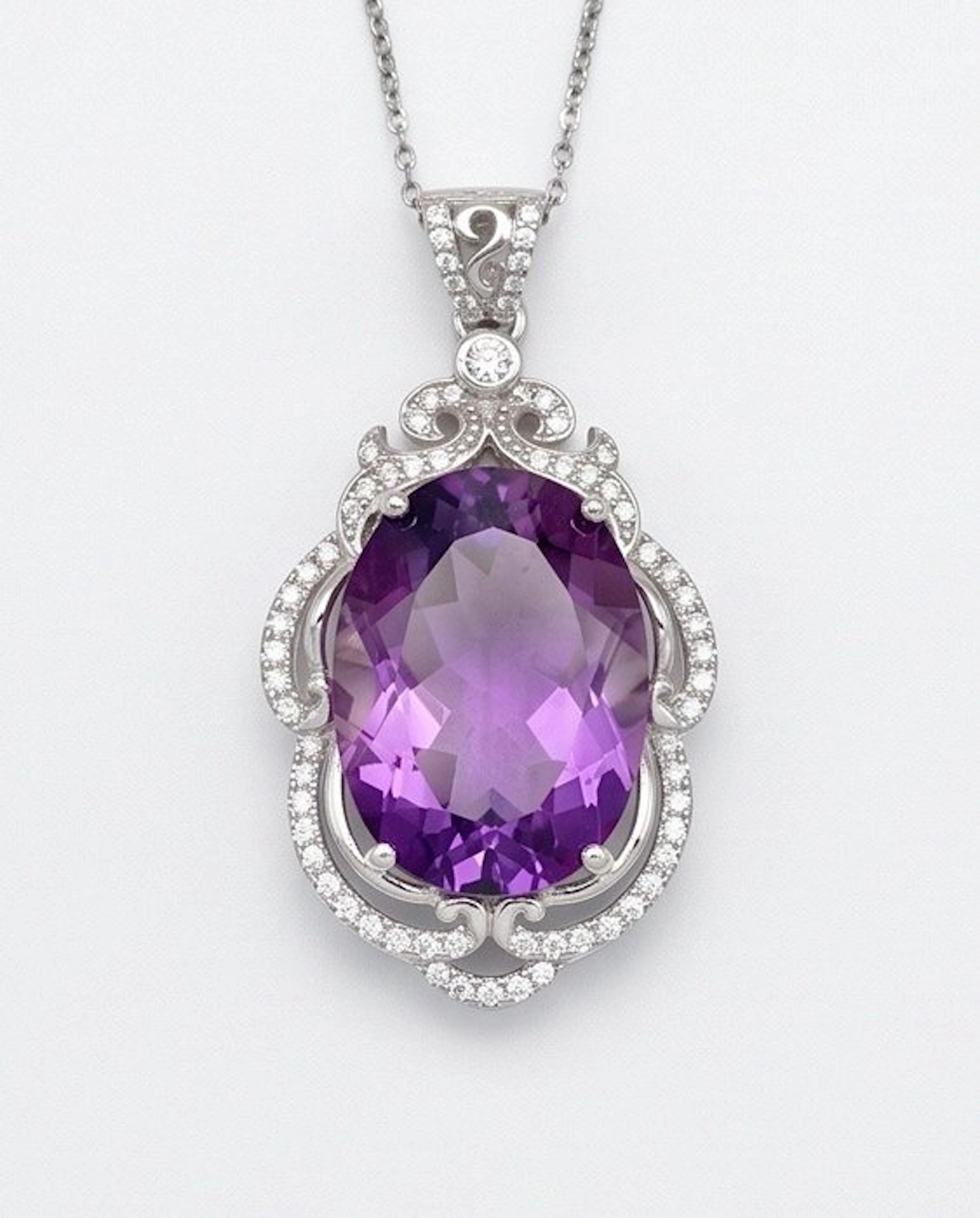 No reserve price - Necklace Silver Amethyst - 12ct - New