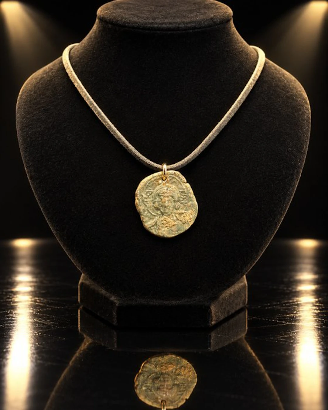 Byzantine Bronze Necklace with a Pantocrator Christ coin...