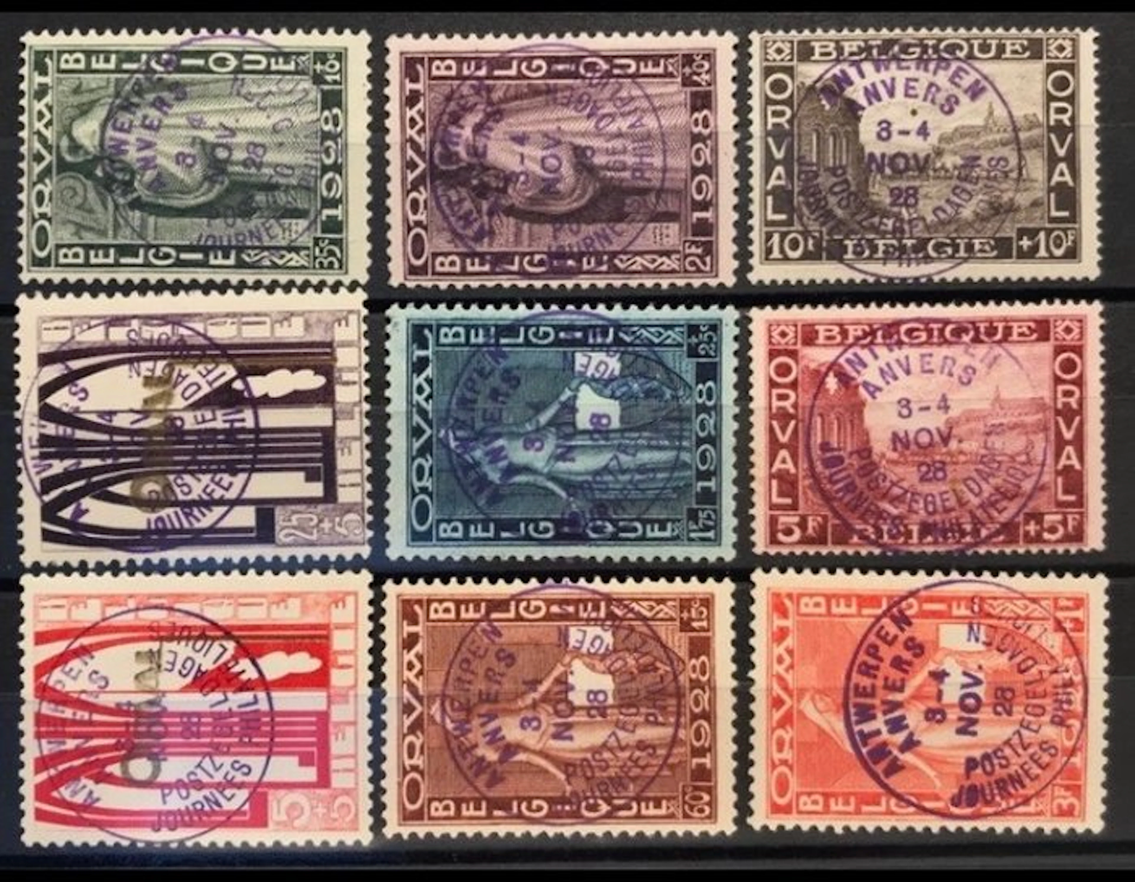 Belgium 1928 - First Orval with overprint Postzegeldagen...