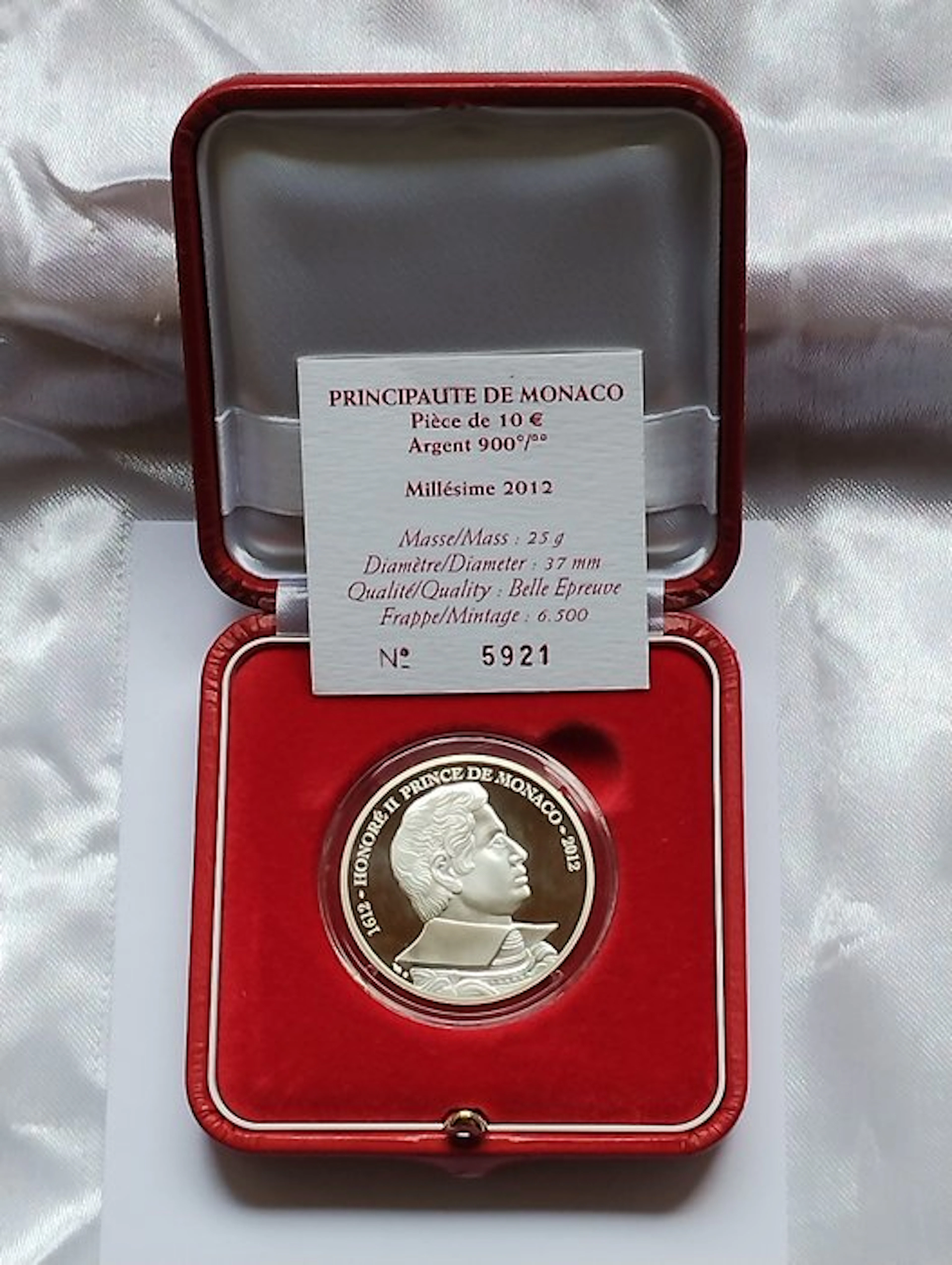 Monaco. 10 Euro 2012 "Honoré II" Proof (No reserve price)