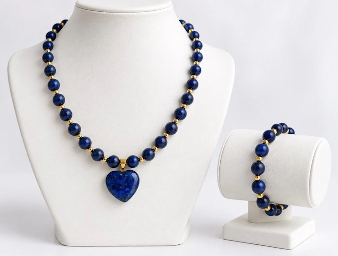 Distinguished Lapis Lazuli Jewellery Set – Necklace with...