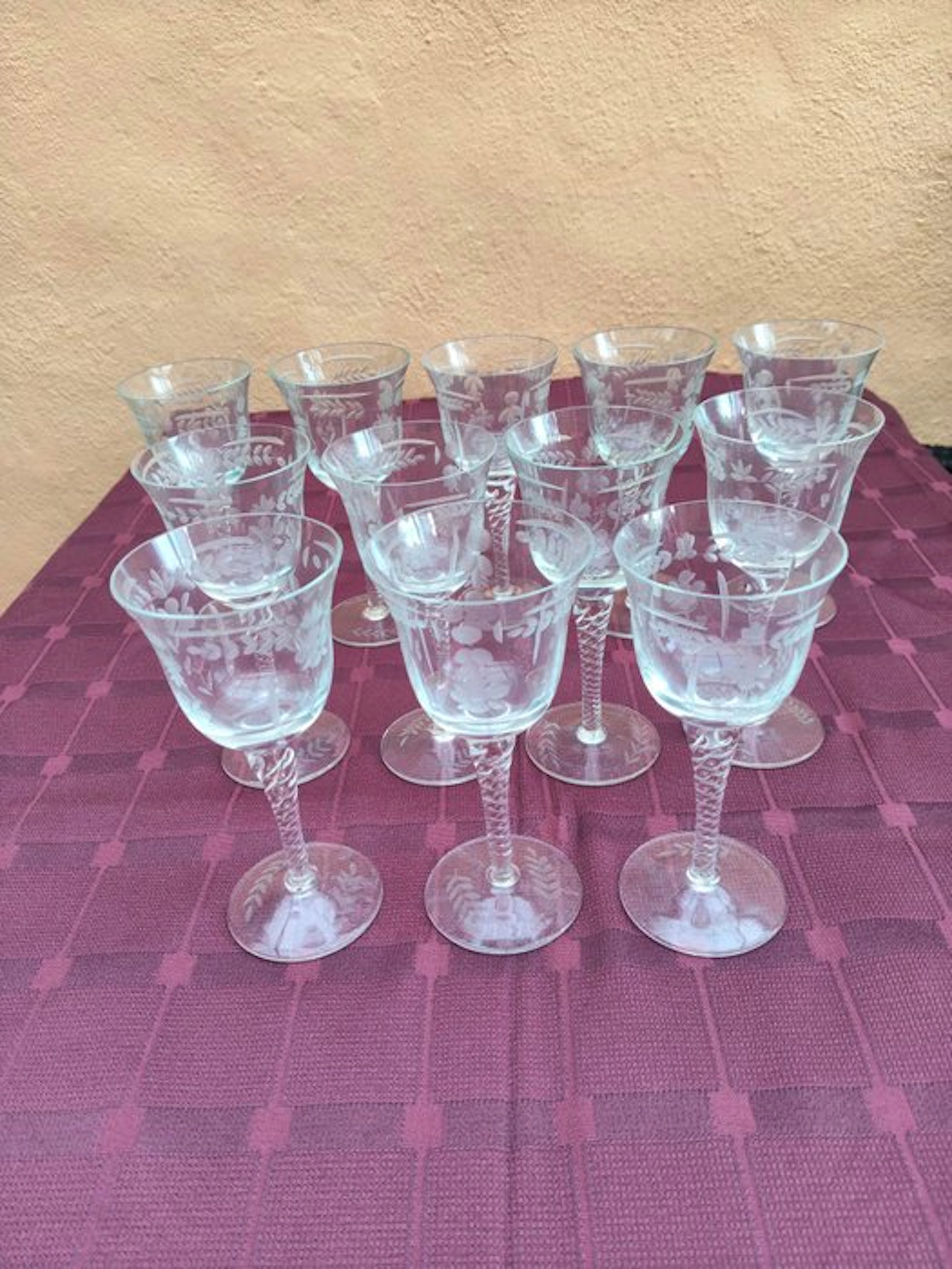 Wine glass (12) - Crystal - 12 crystal wine glasses