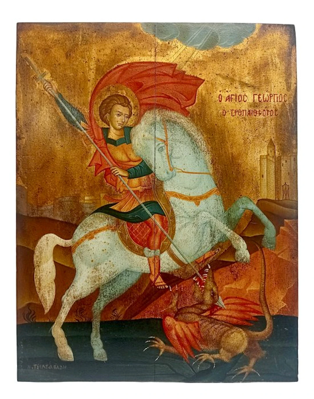 Icon - George the Dragonslayer - Basswood - Nikolaos K