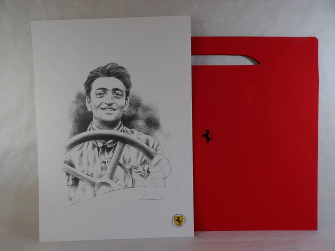 Print - Ferrari - Ritratto di Enzo Ferrari, realizzato da Flavio Manzoni - 2022