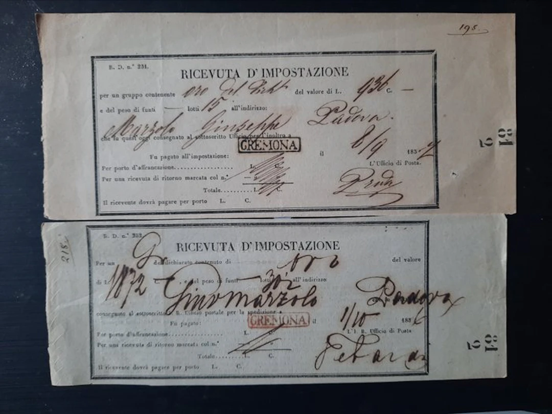 Italian Ancient States - Lombardo Veneto 1857 - Setup receipt
