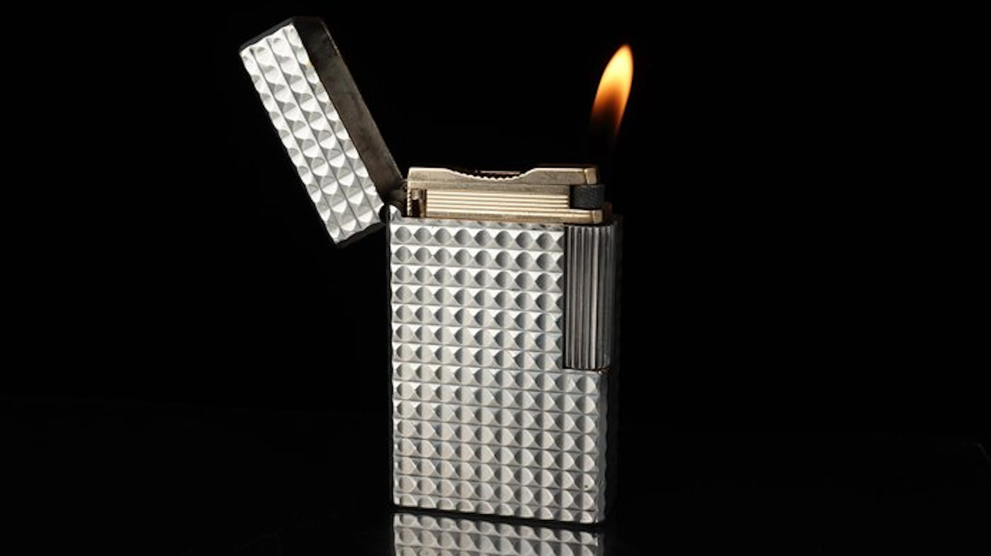 Dupont - Ligne 1 Large Pattern Vintage gas Lighter - Lighter - Silver plated