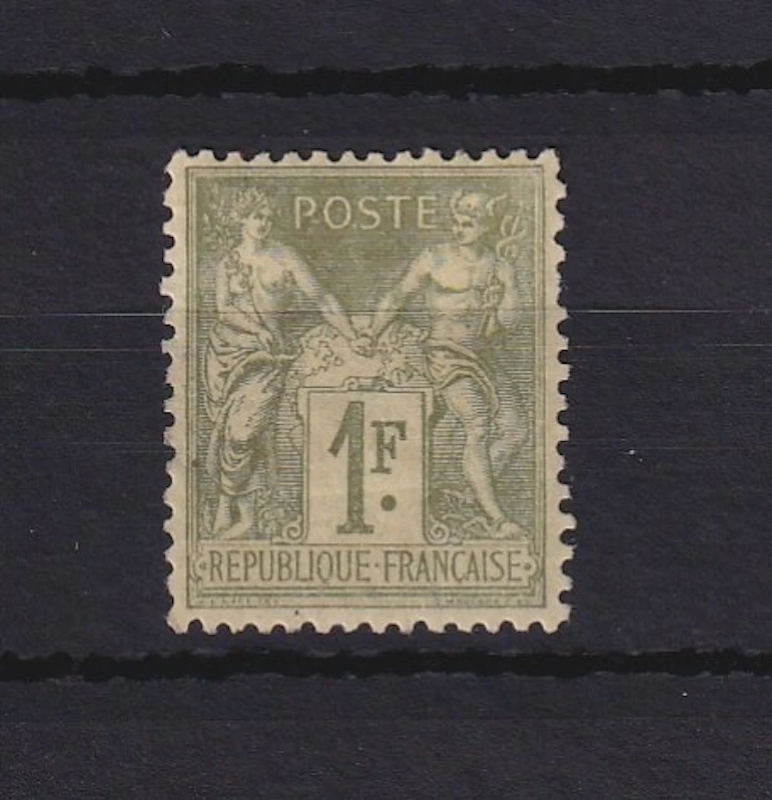 France 1883 - superbe sage type II 1f olive clair - Yvert n°82