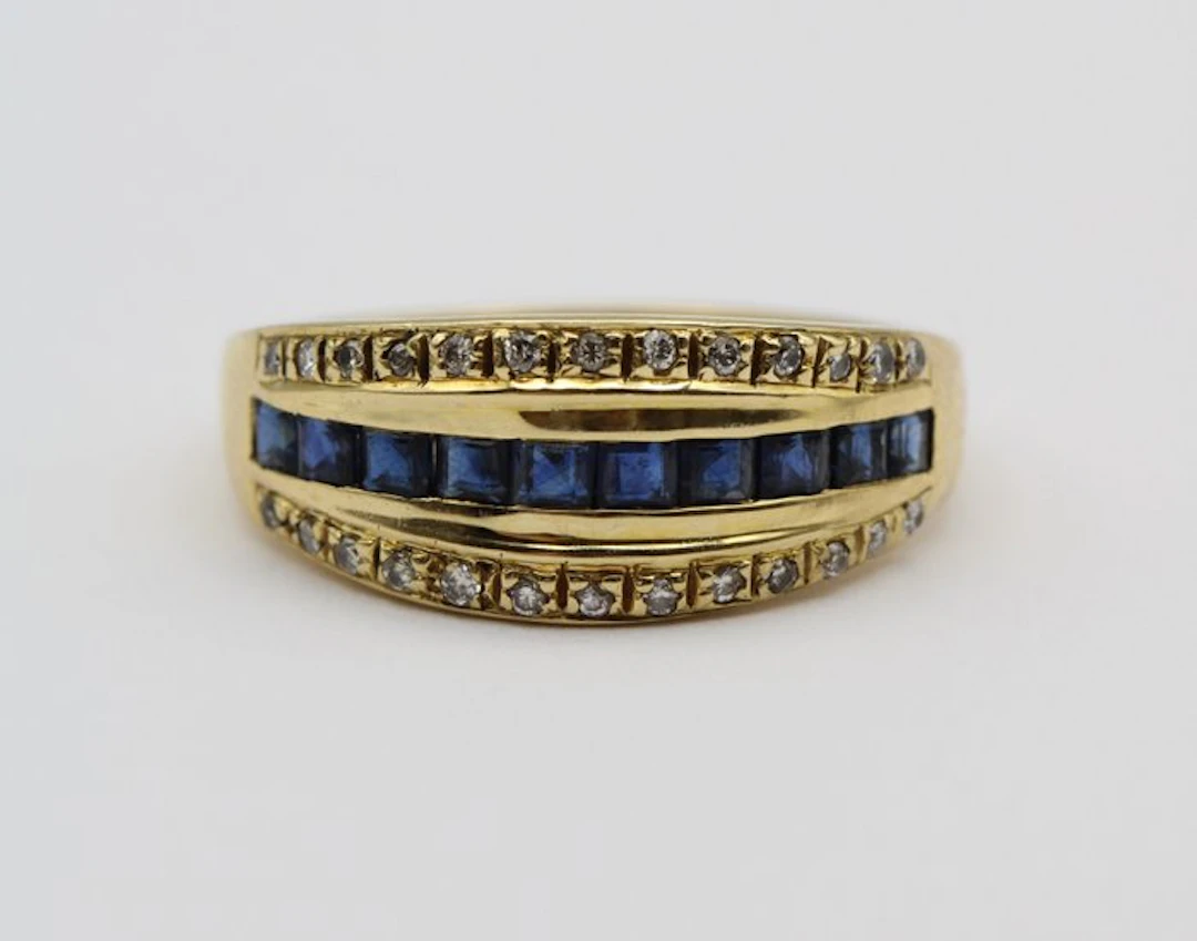 Ring - 18 kt. Yellow gold Sapphire - Diamond
