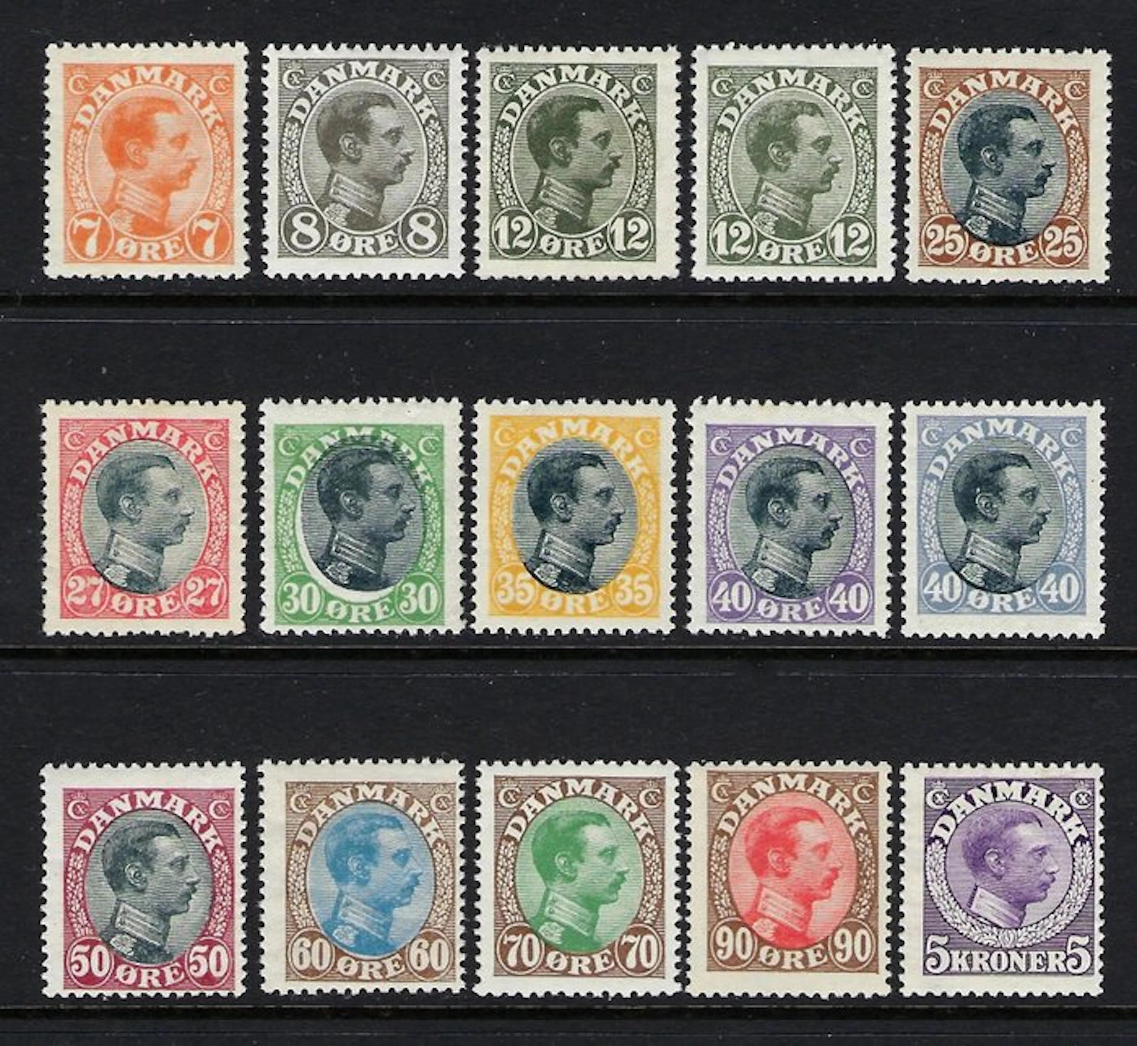 Denmark 1919/20 - Christian X stamps set - N. 105/116