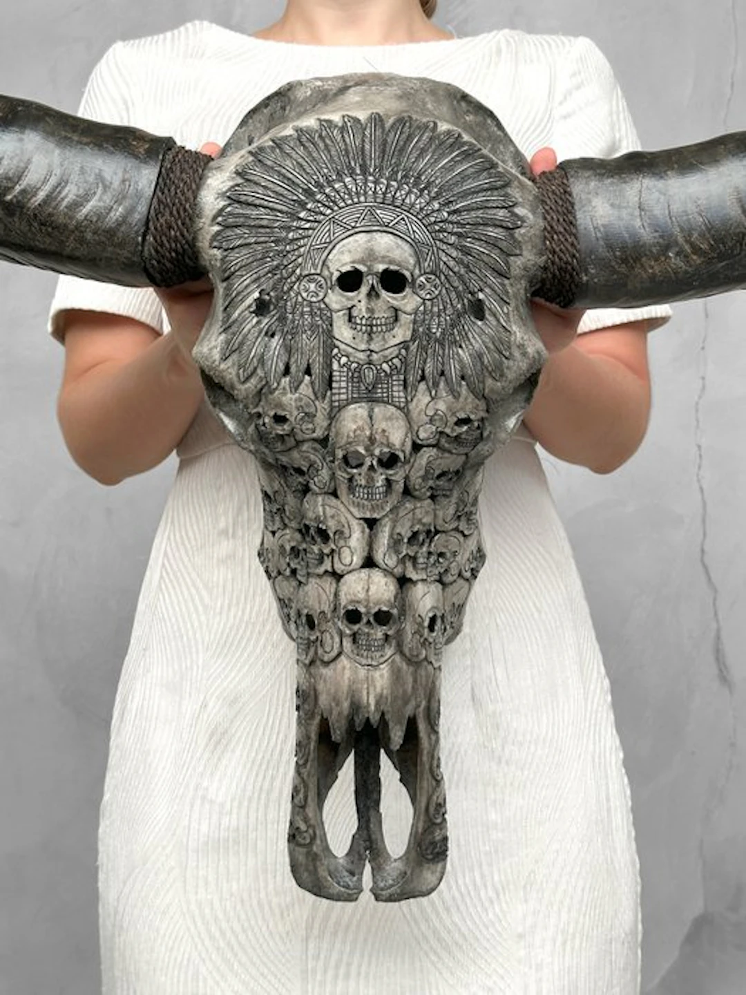 NO RESERVE PRICE - C - Authentic Large Grey Carved Water...
