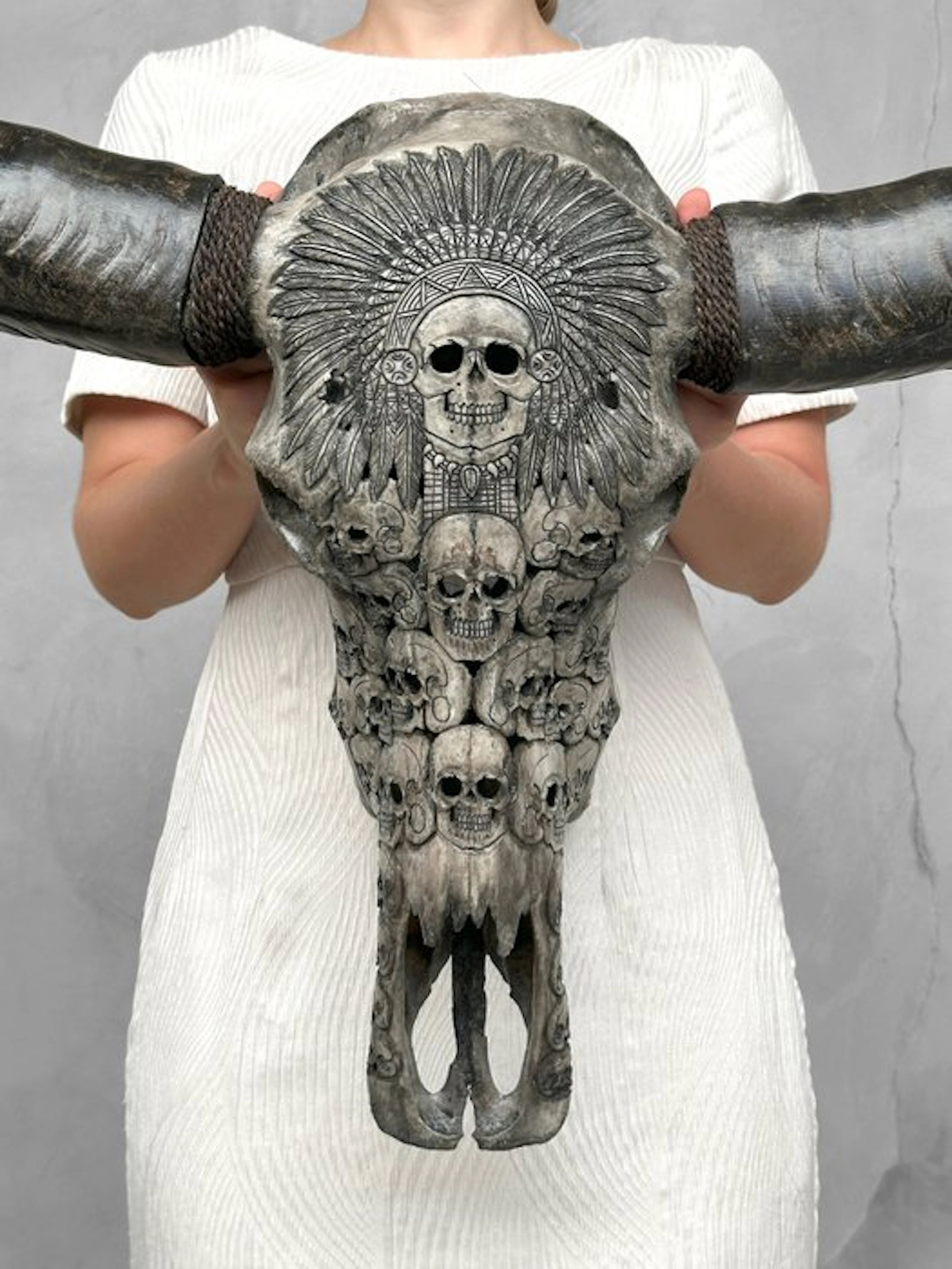 NO RESERVE PRICE - C - Authentic Large Grey Carved Water...
