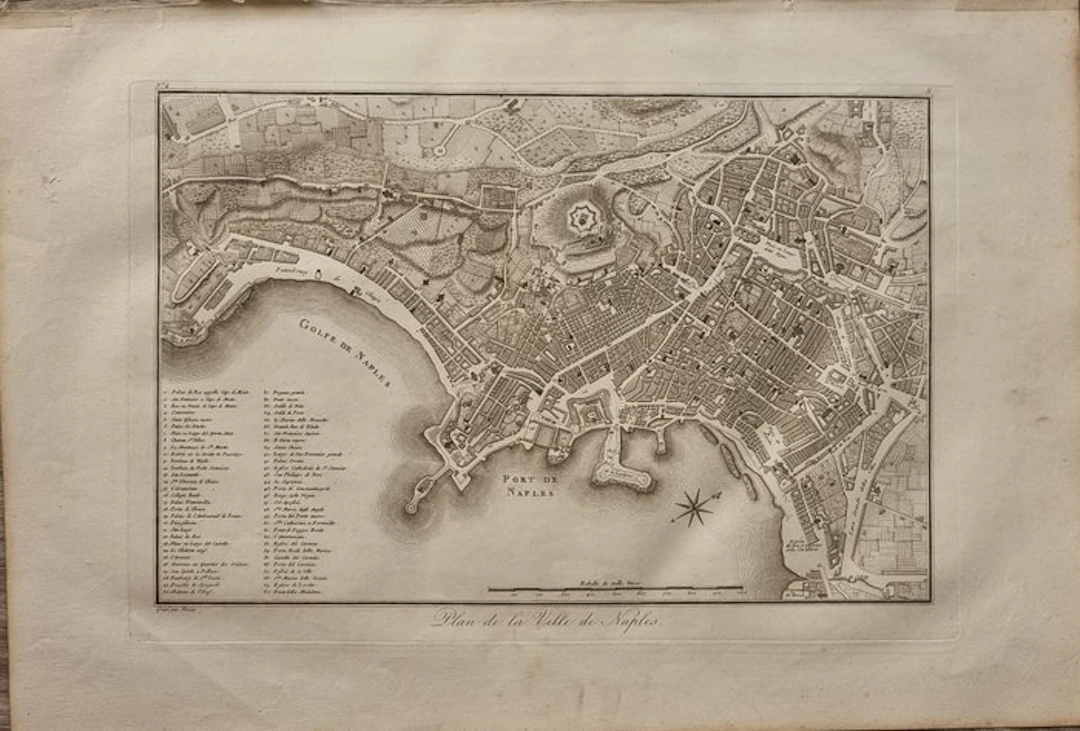 Italy - Topographic map of the City of Naples