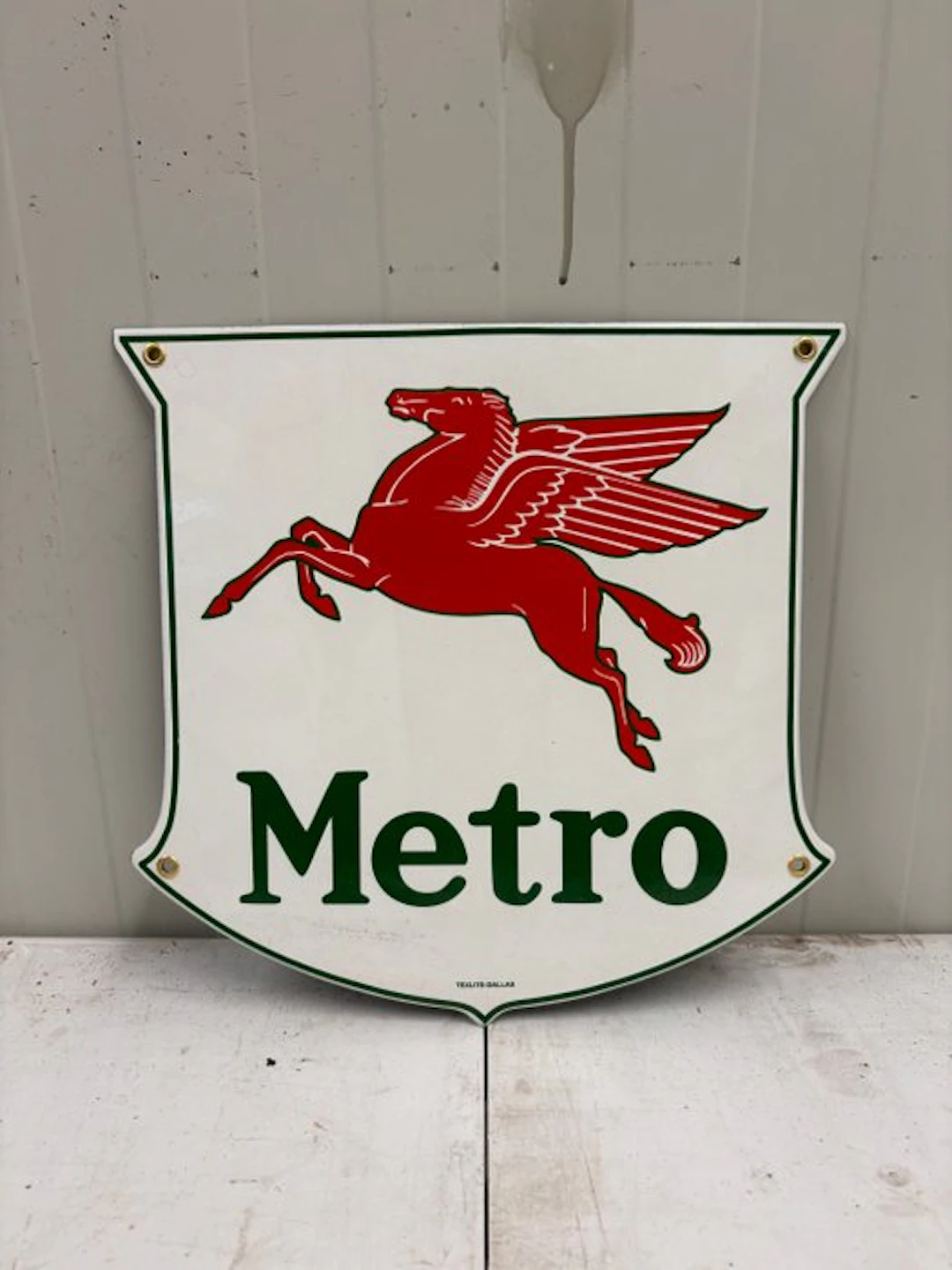 Mobil Metro Pegasus – Emaille Reclamebord – Klassieke...