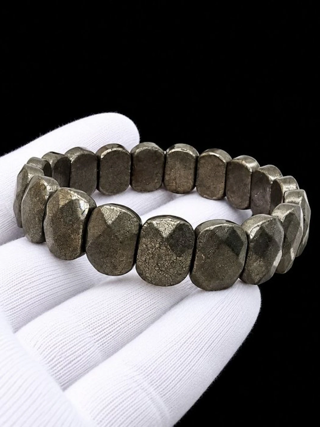Elegant Faceted Natural Pyrite Bracelet - Supreme...
