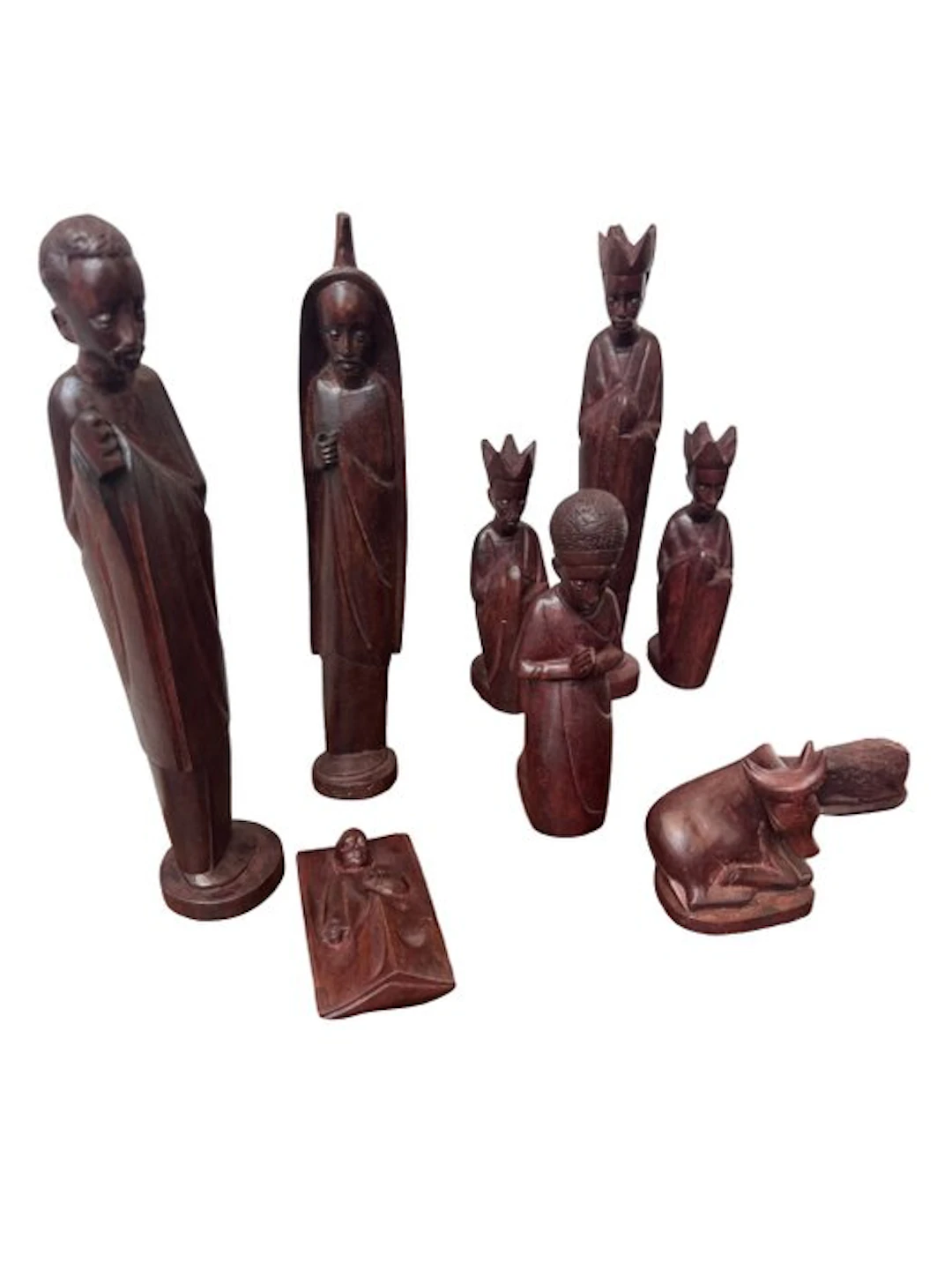 Beautiful hand-carved African Nativity scene wood carving...