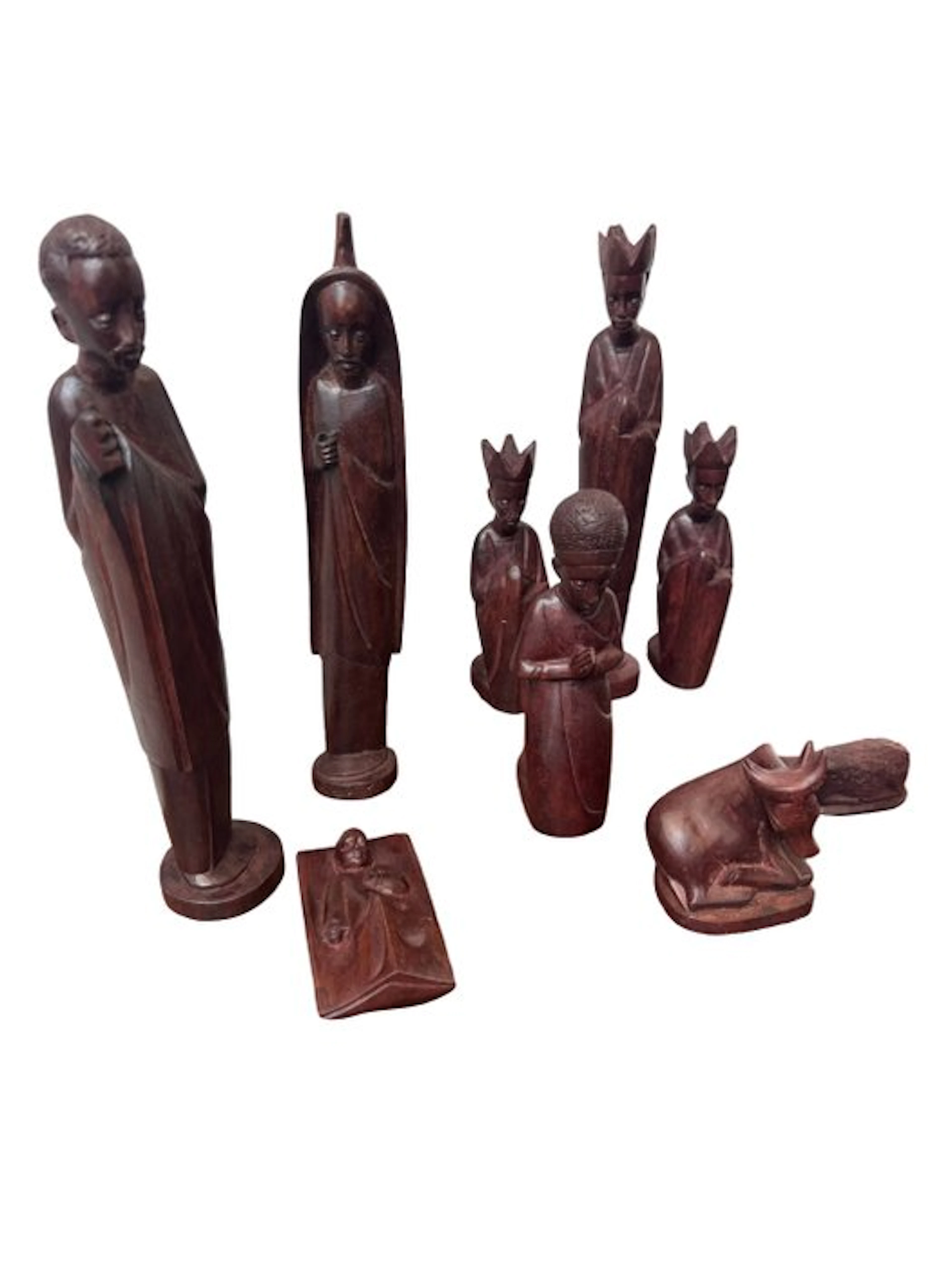 Beautiful hand-carved African Nativity scene wood carving...